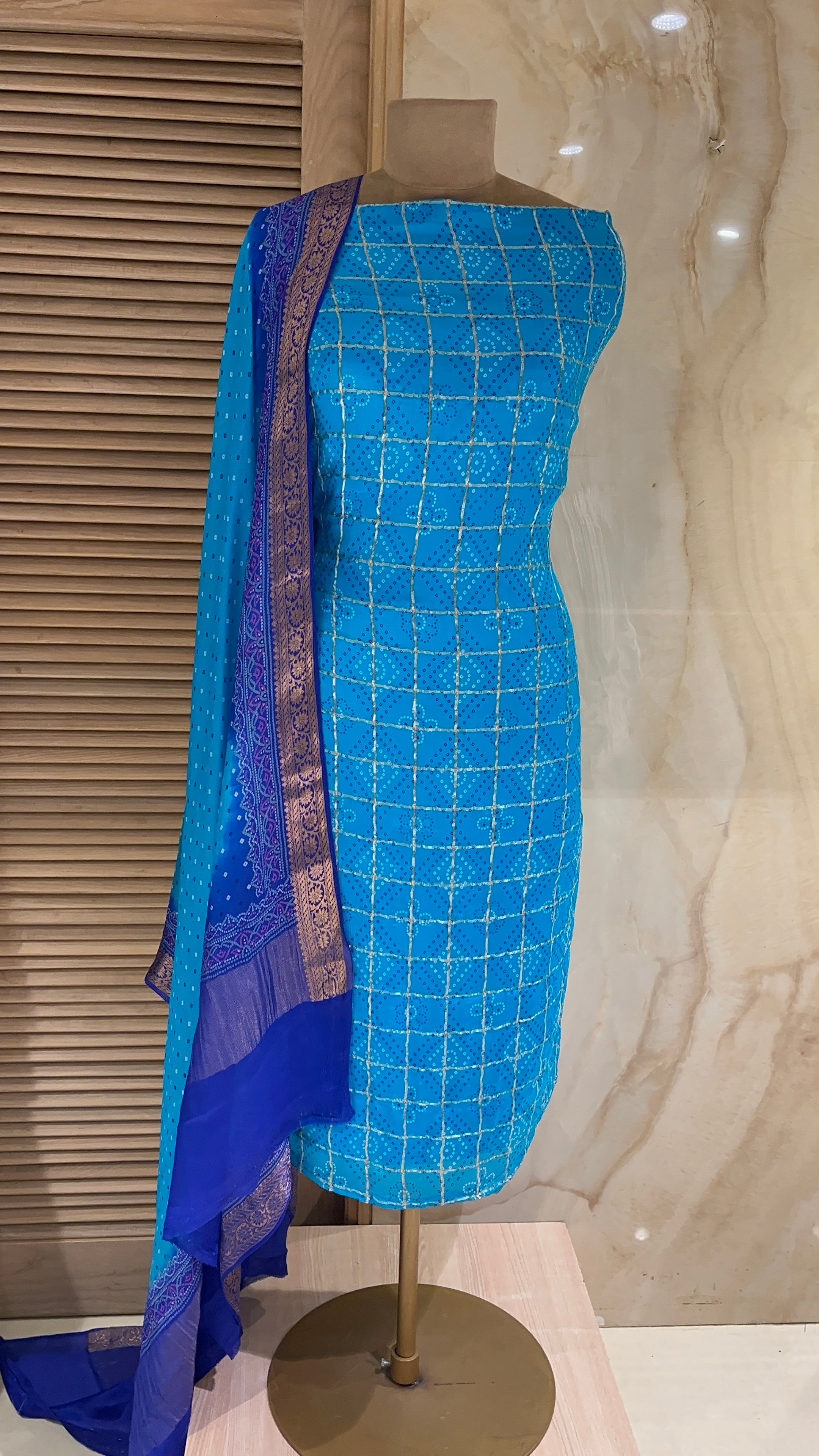 ELEGANT SKY BLUE UNSTITCHED SUIT SET