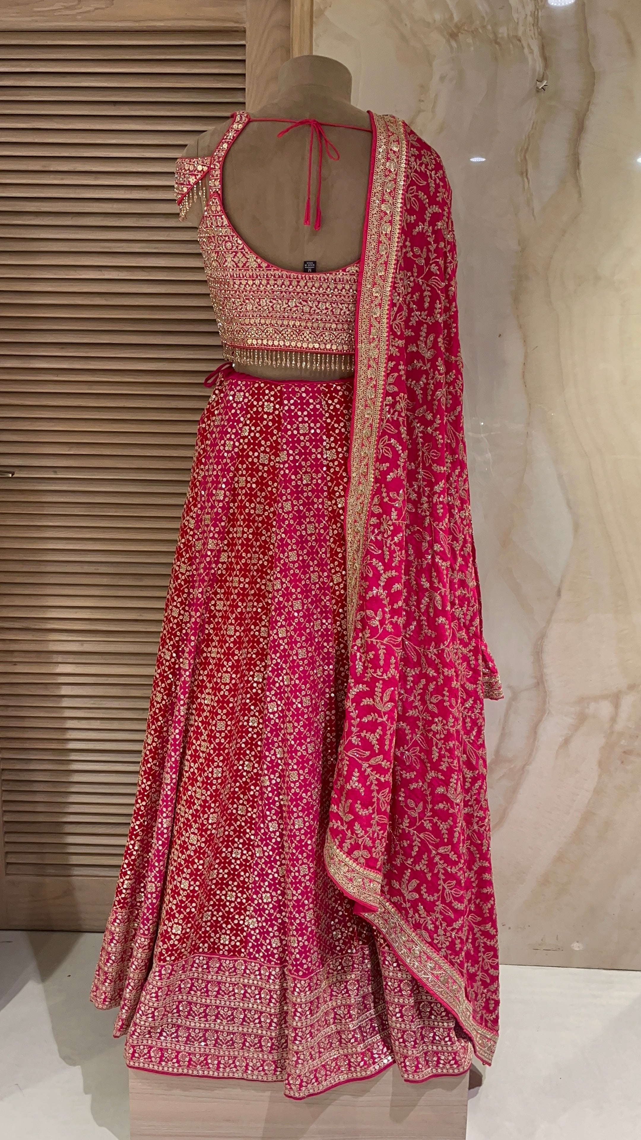 RANI PINK HEAVY EMBROIDERED LEHENGA SET
