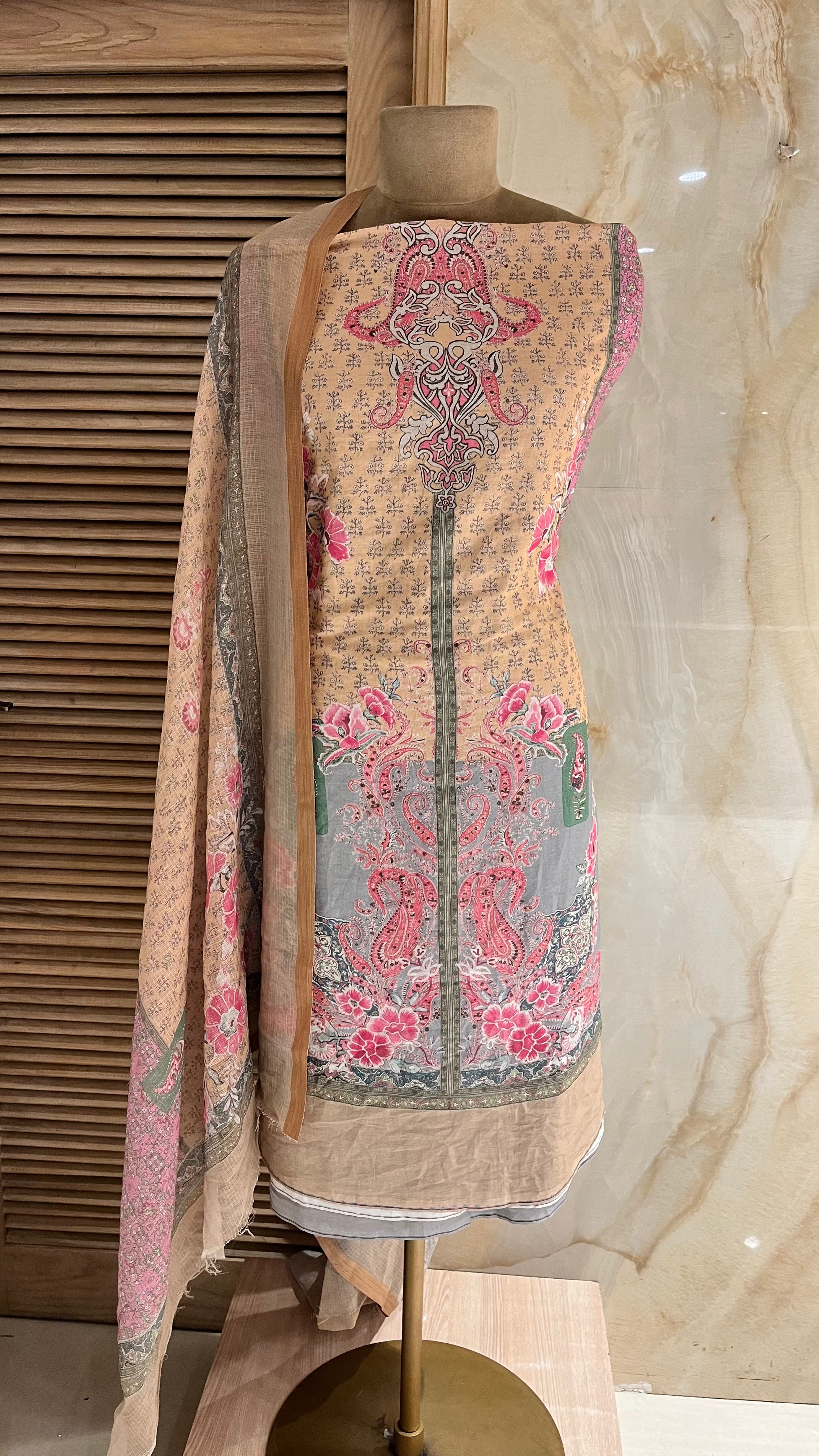STYLISH DESIGNER UNSTITCHED SUIT SET