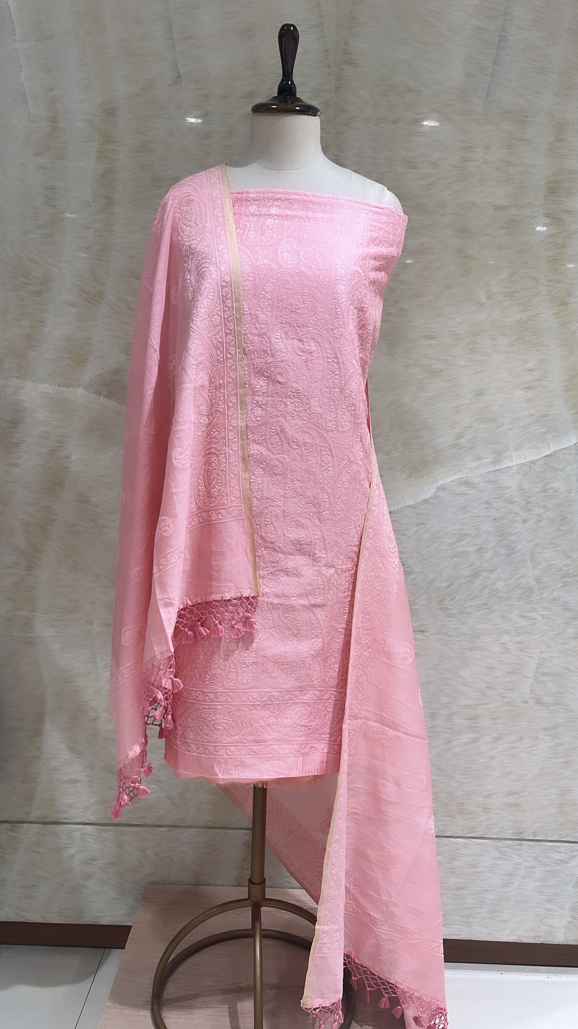 Handwoven Peach Cotton Suit Piece