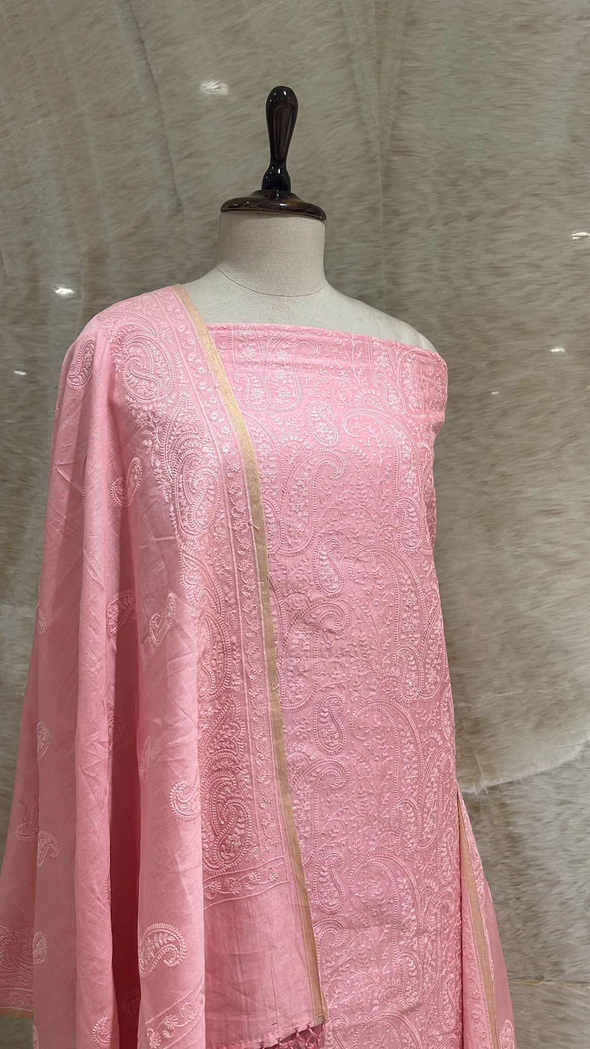 Handwoven Peach Cotton Suit Piece