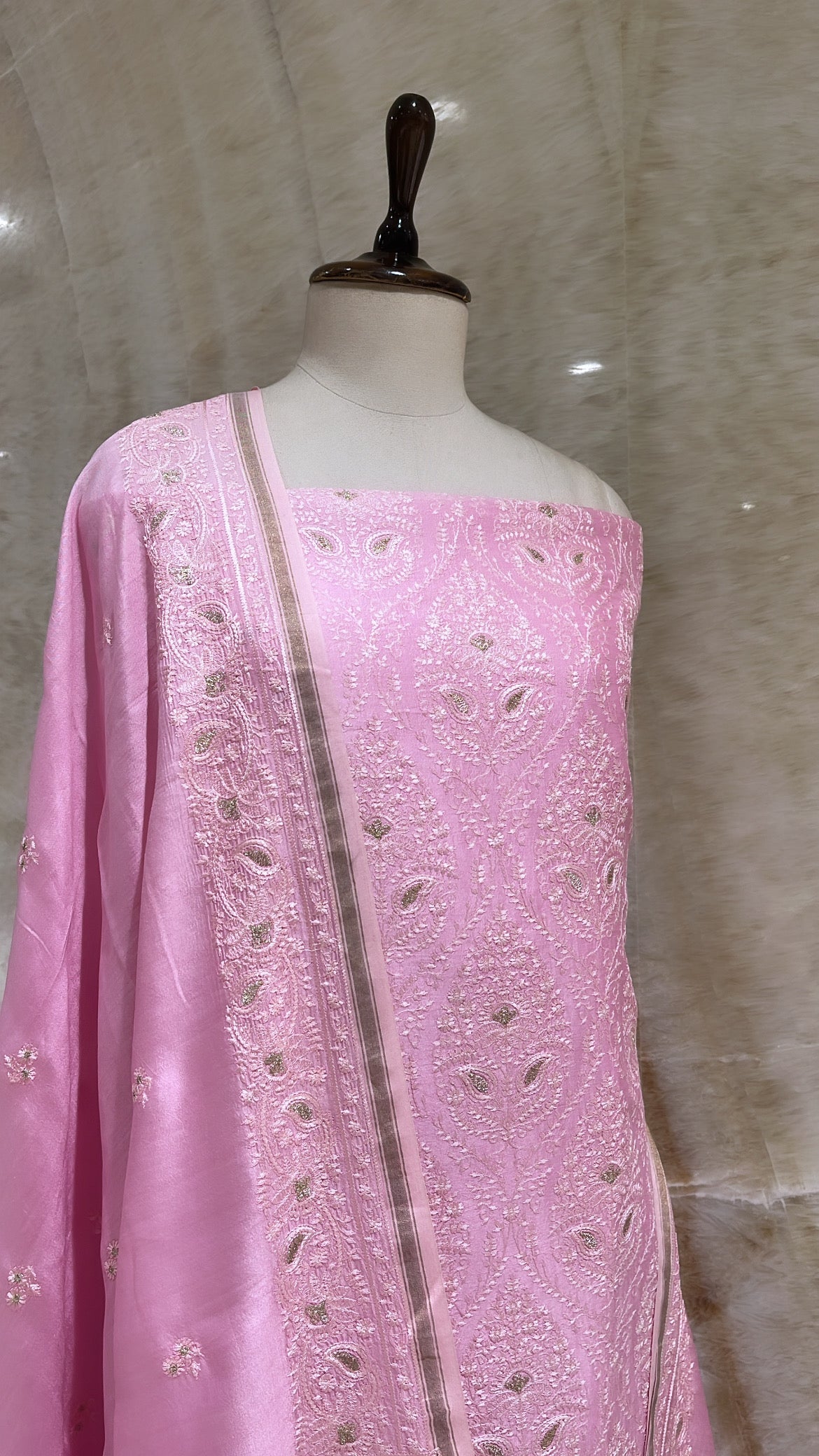 Handwoven Baby Pink Cotton Suit Piece