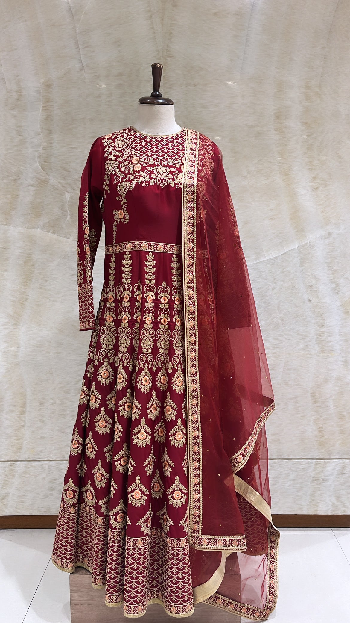 Maroon Sequins & Tilla Embroidered Set For Women