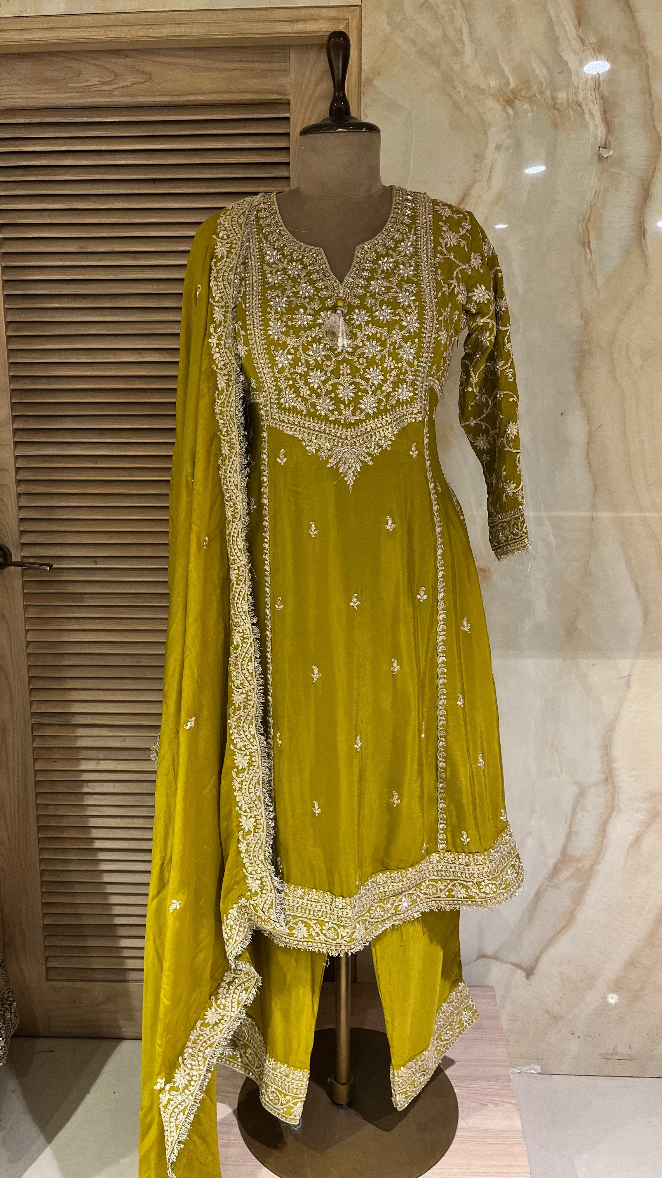 MEHENDI GREEN READY-MADE SUIT SET