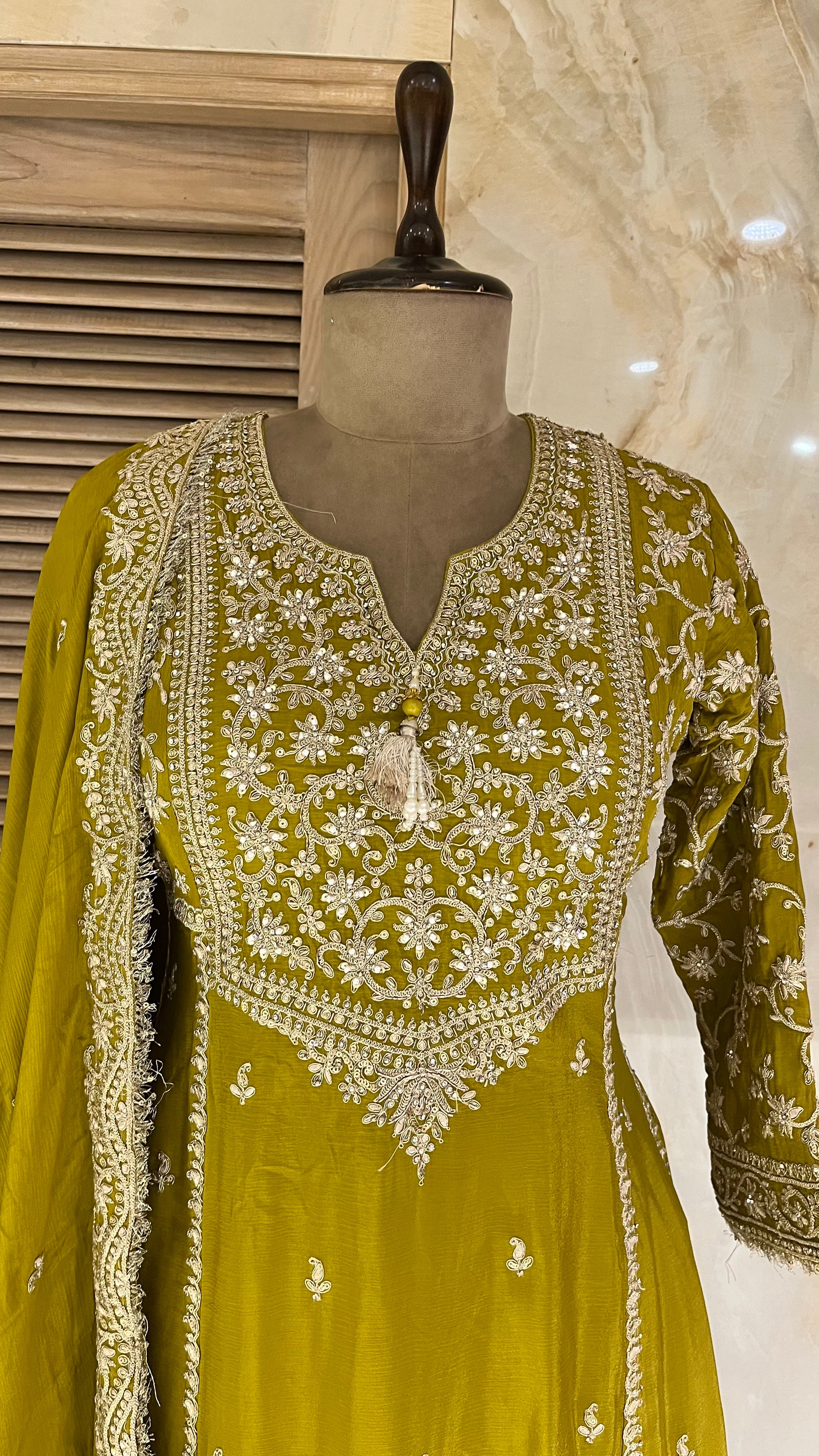 MEHENDI GREEN READY-MADE SUIT SET