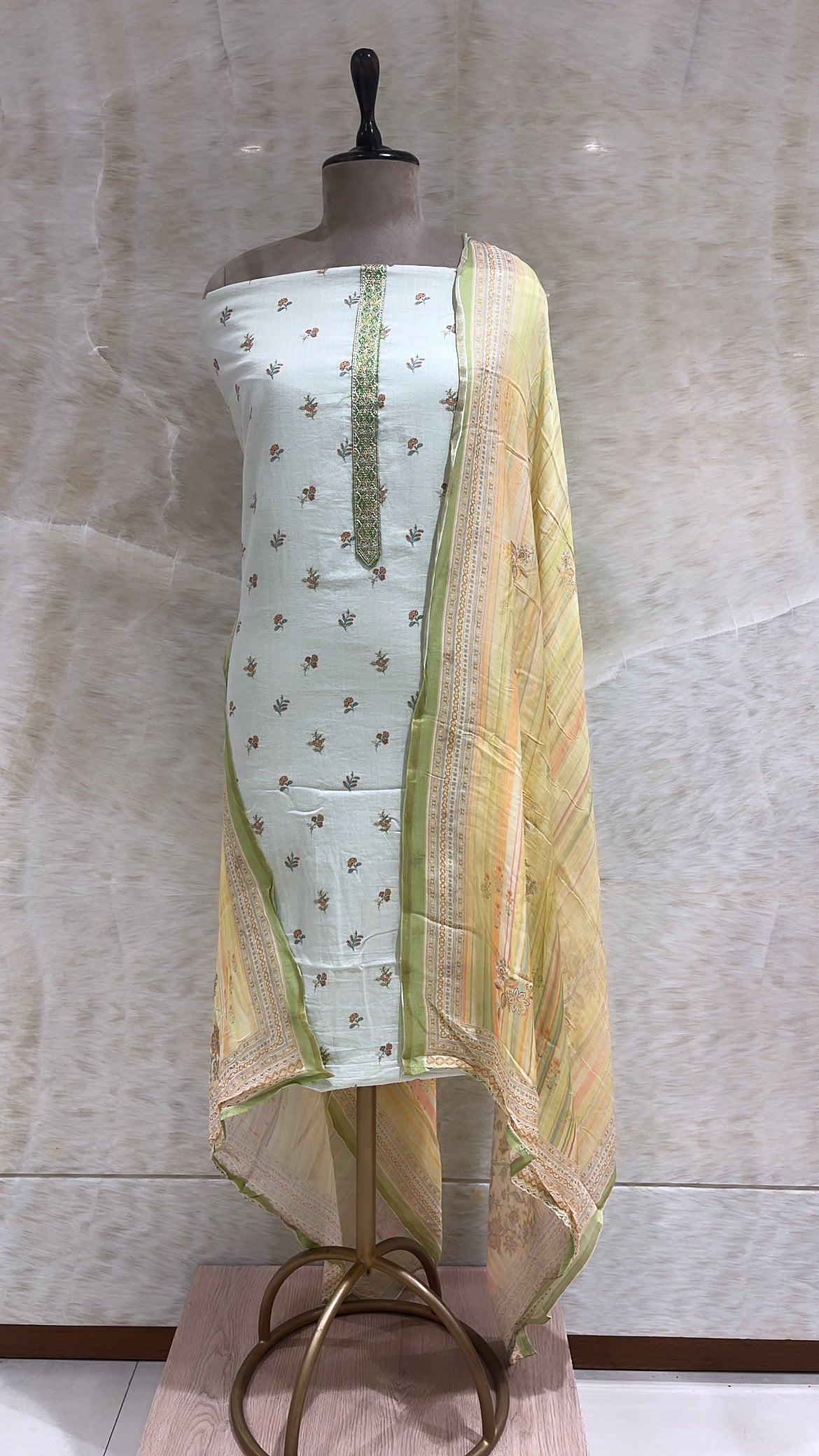 Handwoven Sea Green Cotton Suit Piece