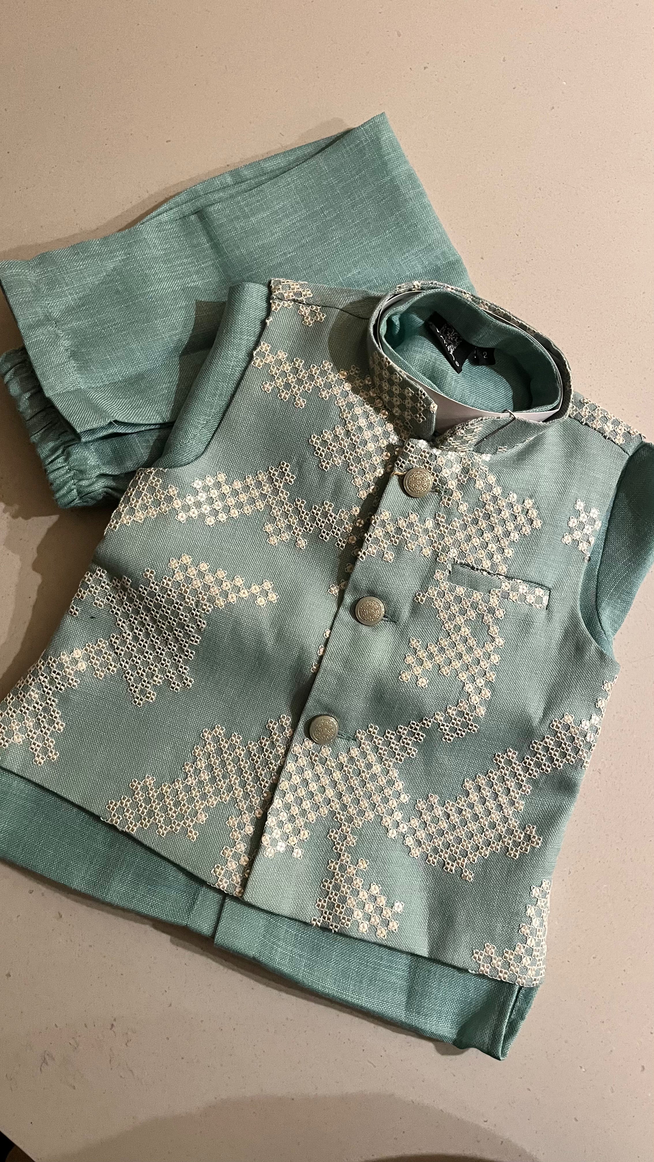 ELEGANT KIDS DESIGNER JACKET KURTA PAJAMA SET