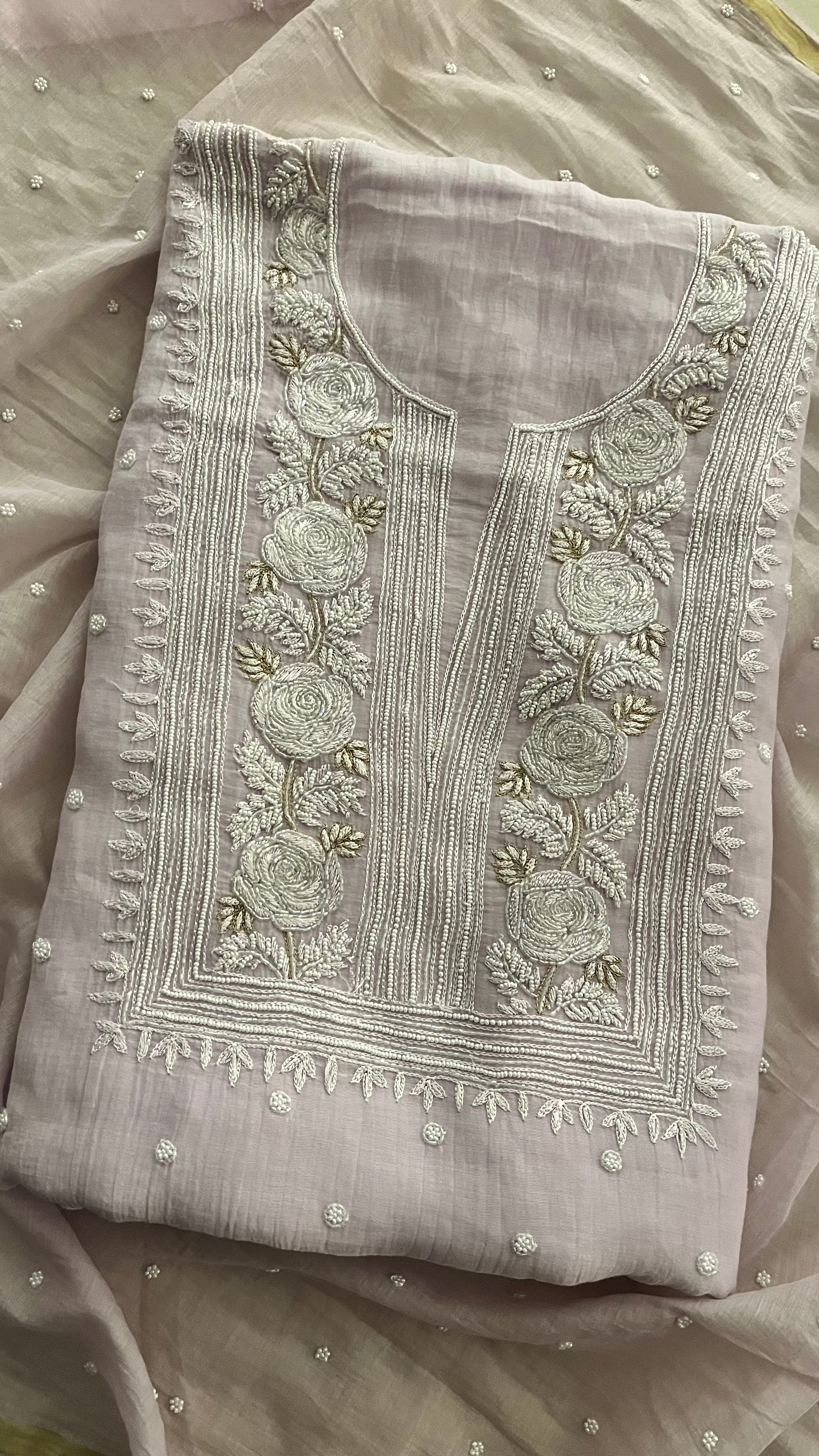ELEGANT FLORAL EMBROIDERED UNSTITCHED SUIT SET