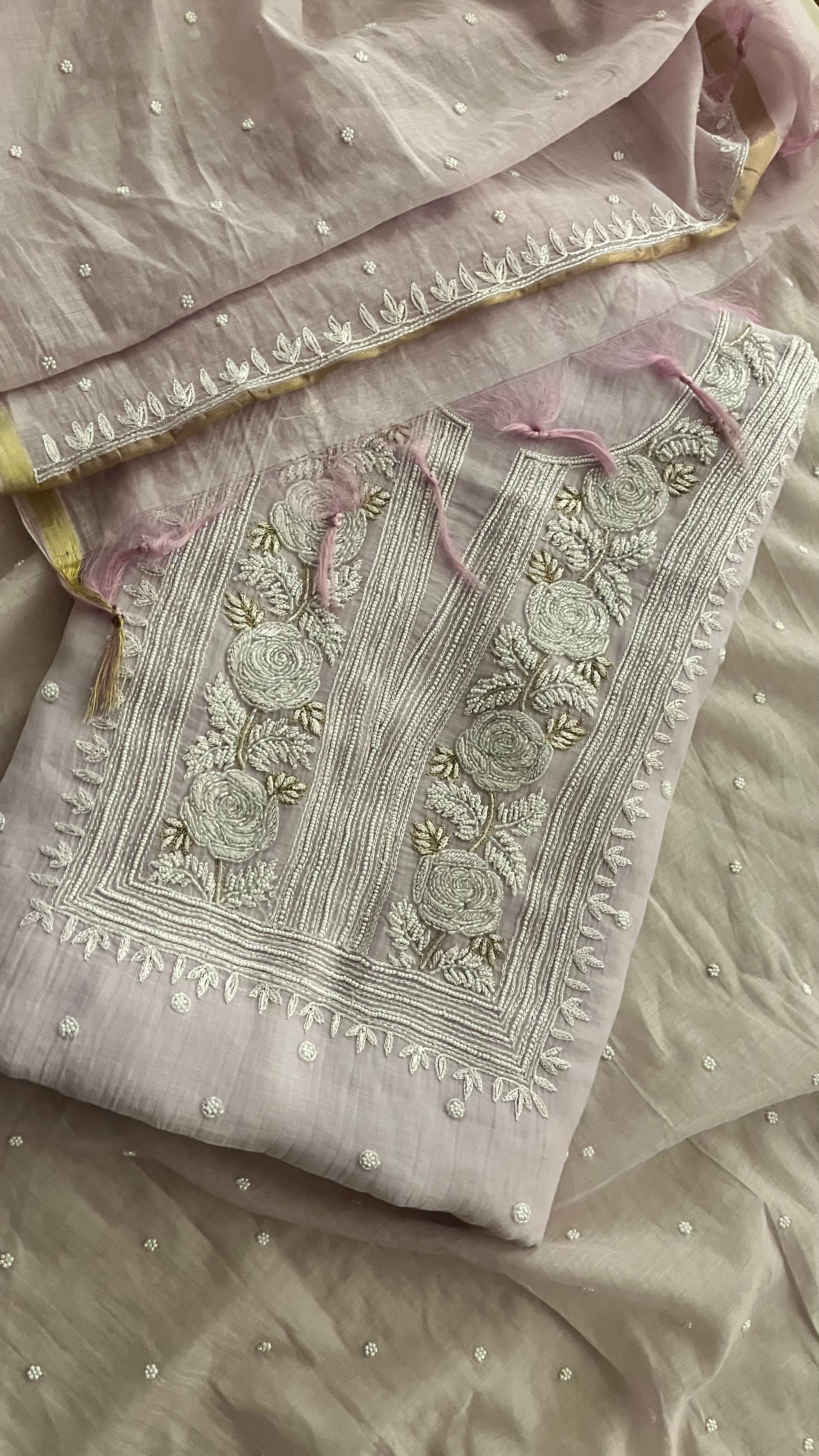 ELEGANT FLORAL EMBROIDERED UNSTITCHED SUIT SET