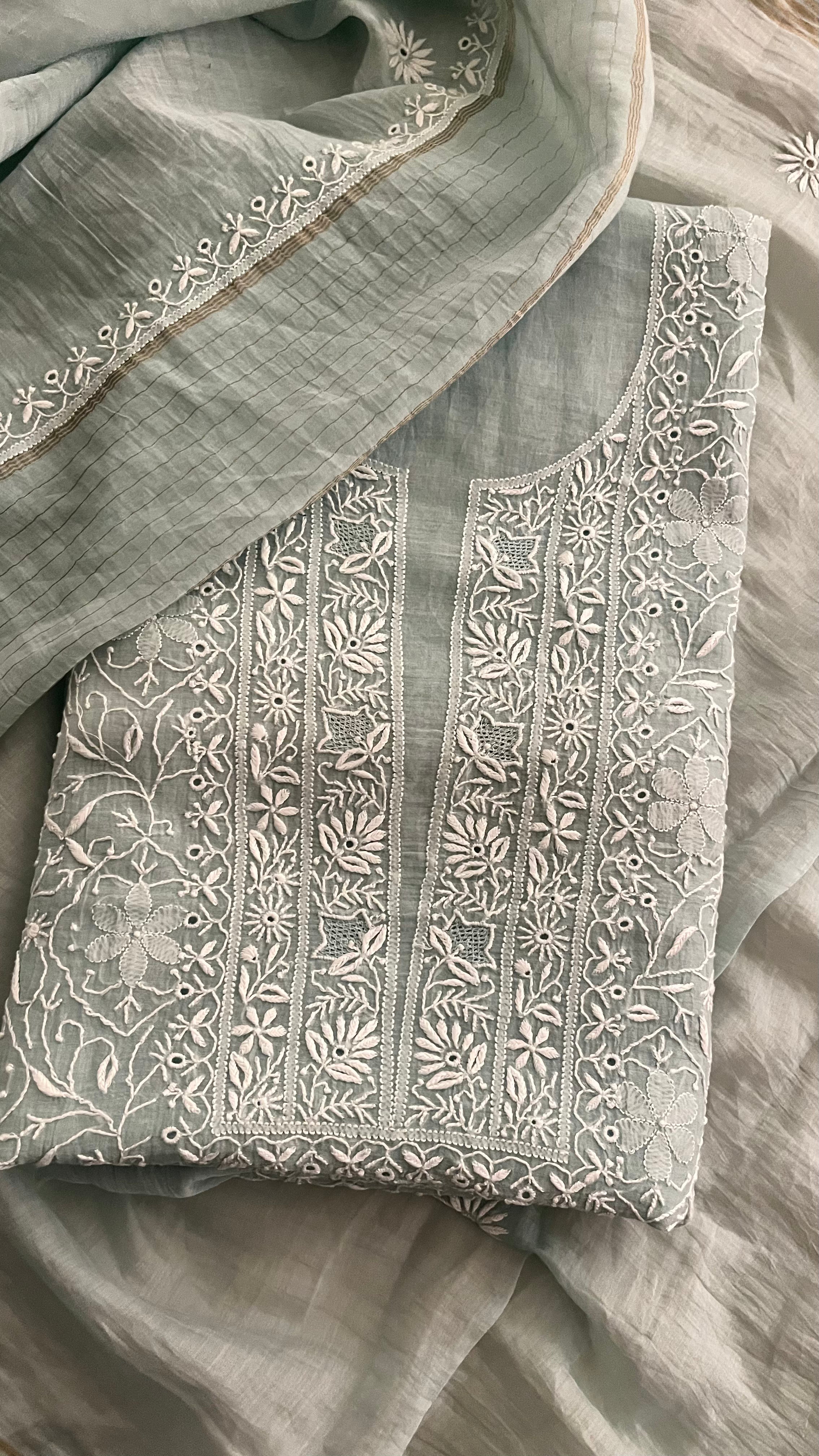 UNSTITCHED COTTON EMBROIDERY SUIT SET