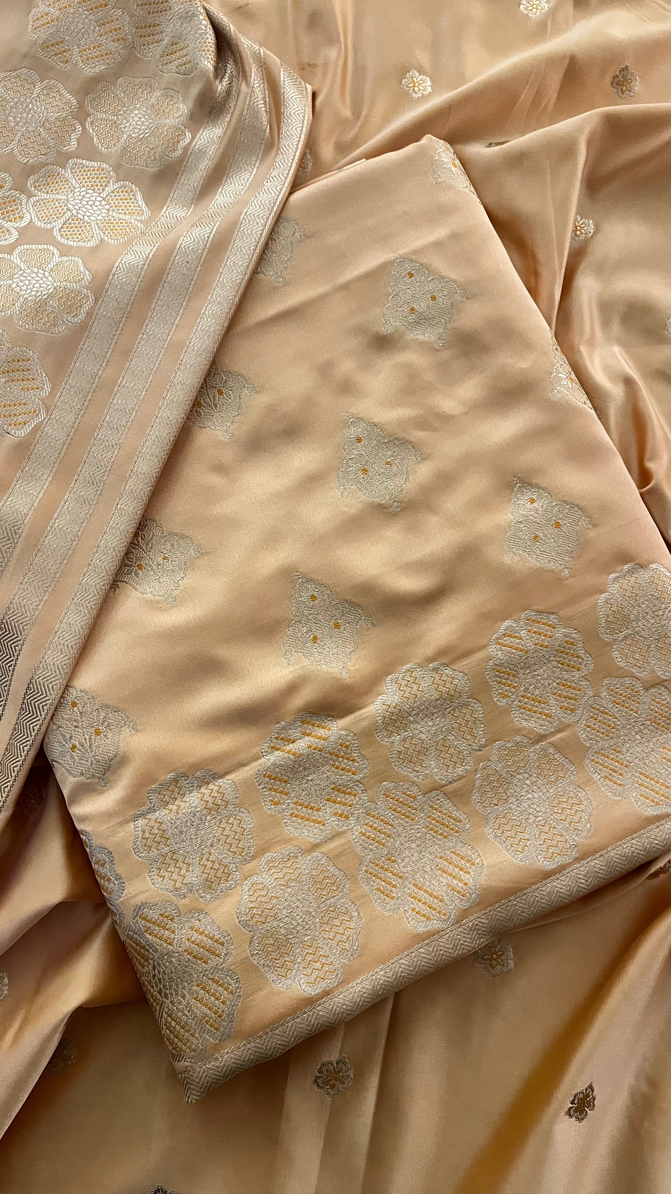 PREMIUM PEACH BANARASI UNSTITCHED SUIT SET