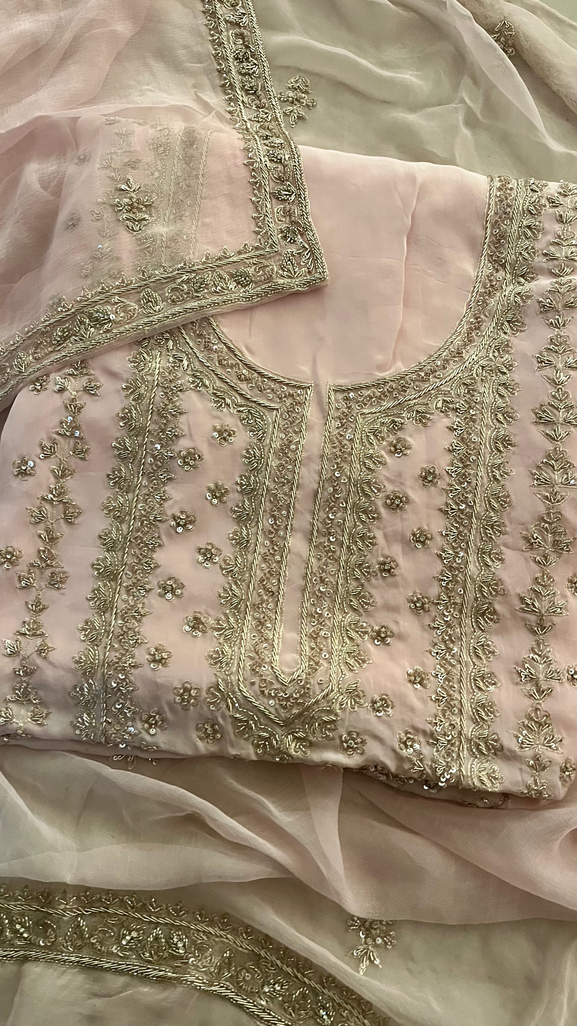 PREMIUM PINK EMBROIDERED UNSTITCHED SUIT SET