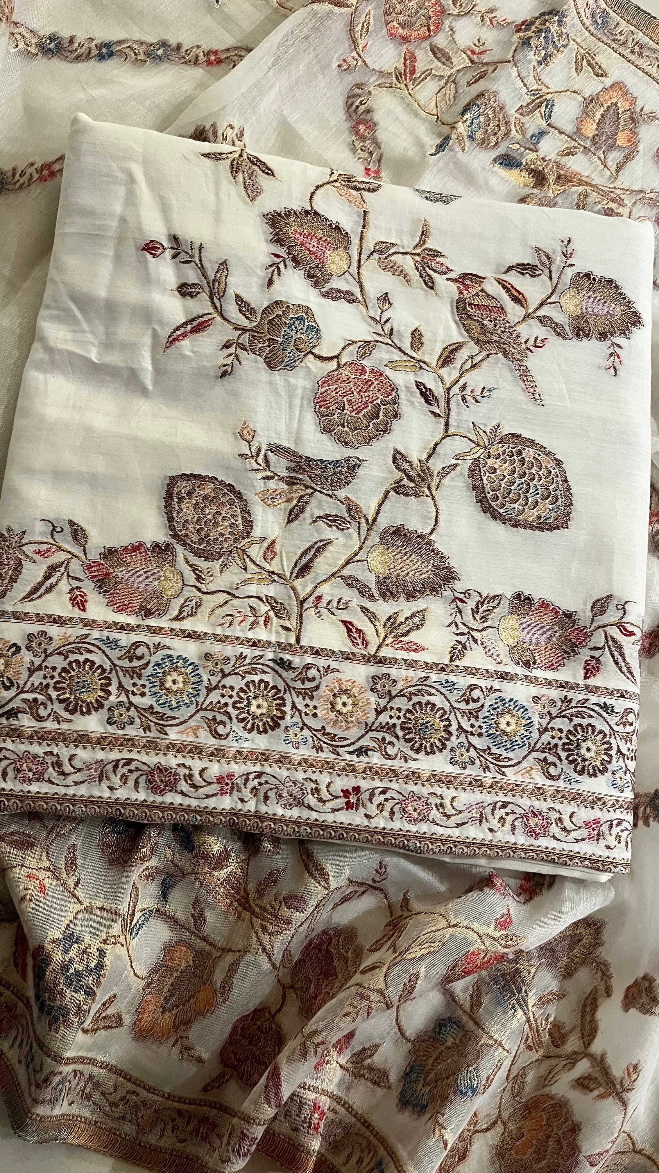ELEGANT FLORAL EMBROIDERED UNSTITCHED SUIT SET