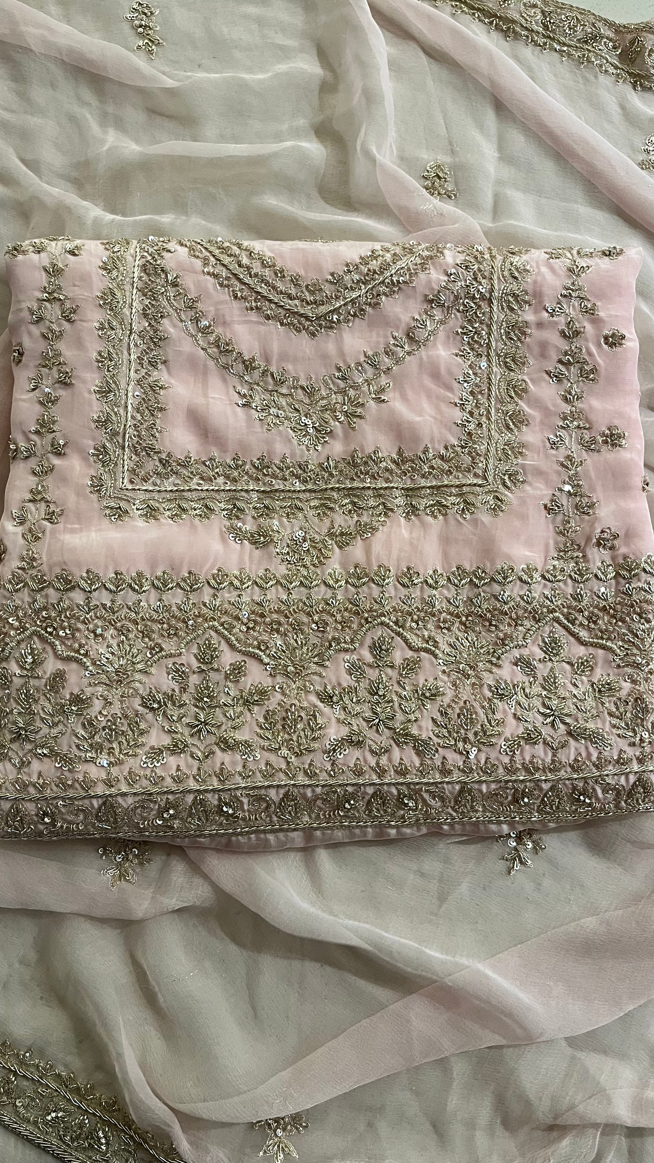 LUXURY EMBROIDERED  UNSTITCHED SUIT SET