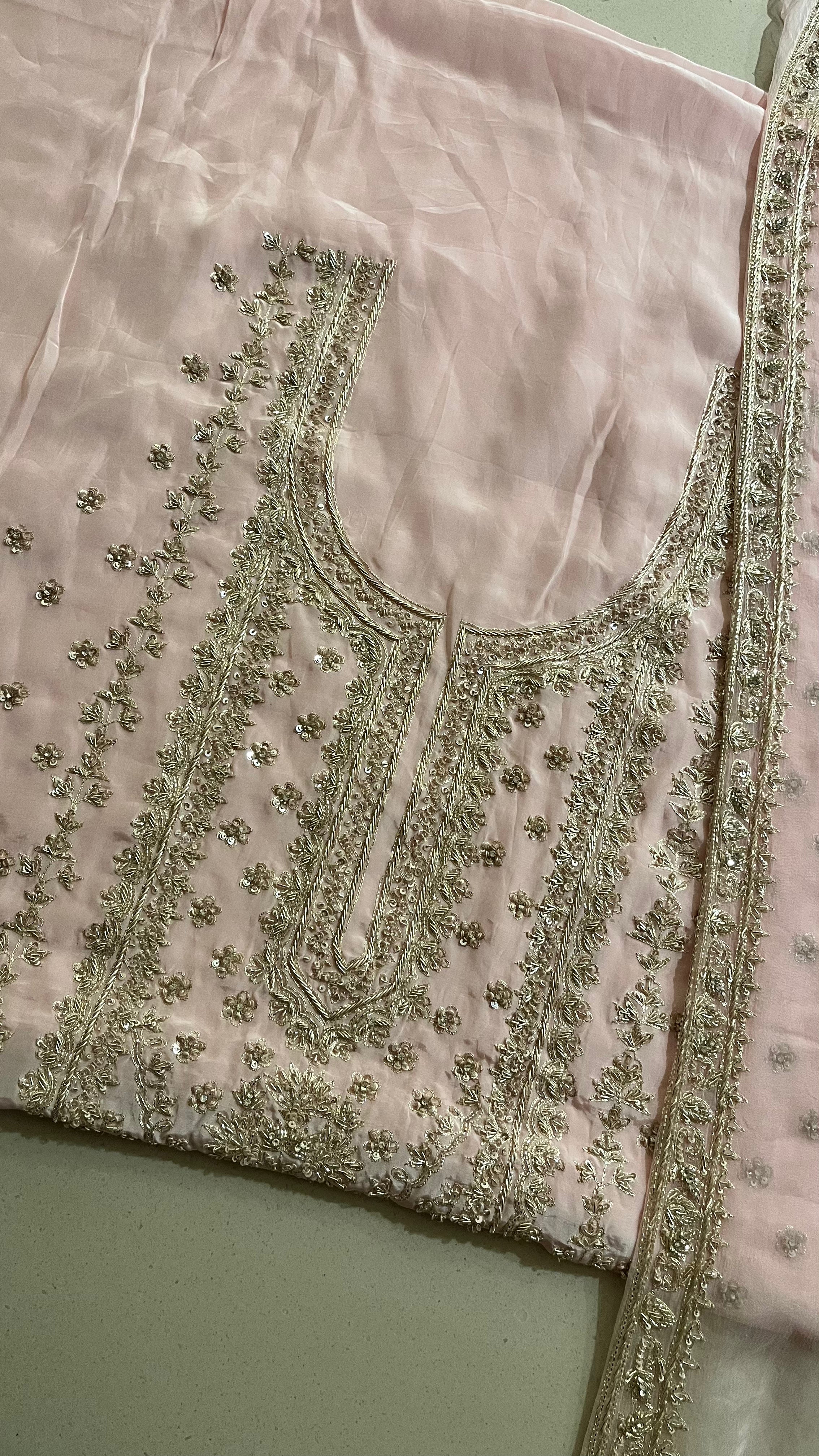 LUXURY EMBROIDERED  UNSTITCHED SUIT SET