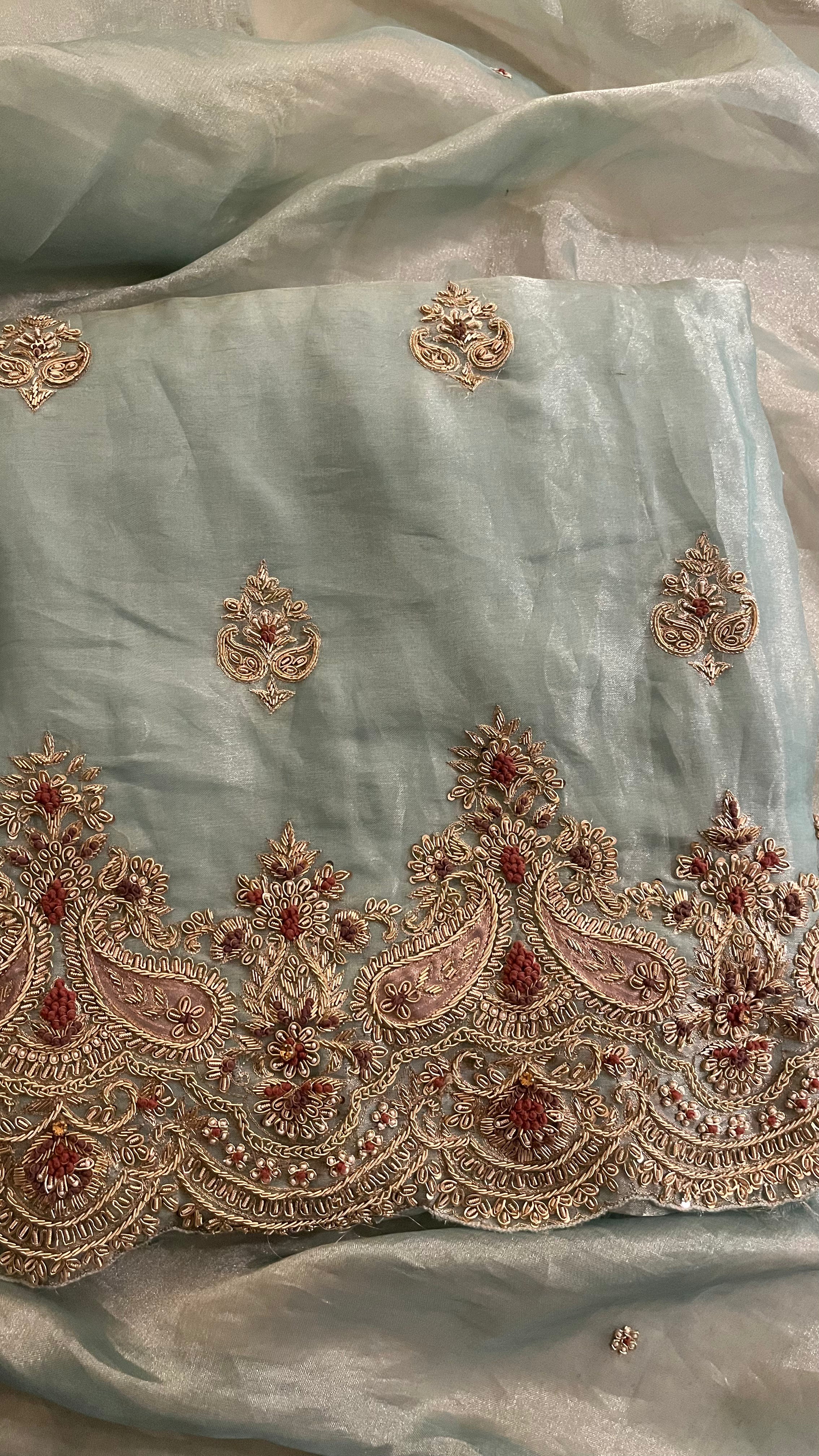 ZARI EMBROIDERED PASTEL BLUE SUIT SET