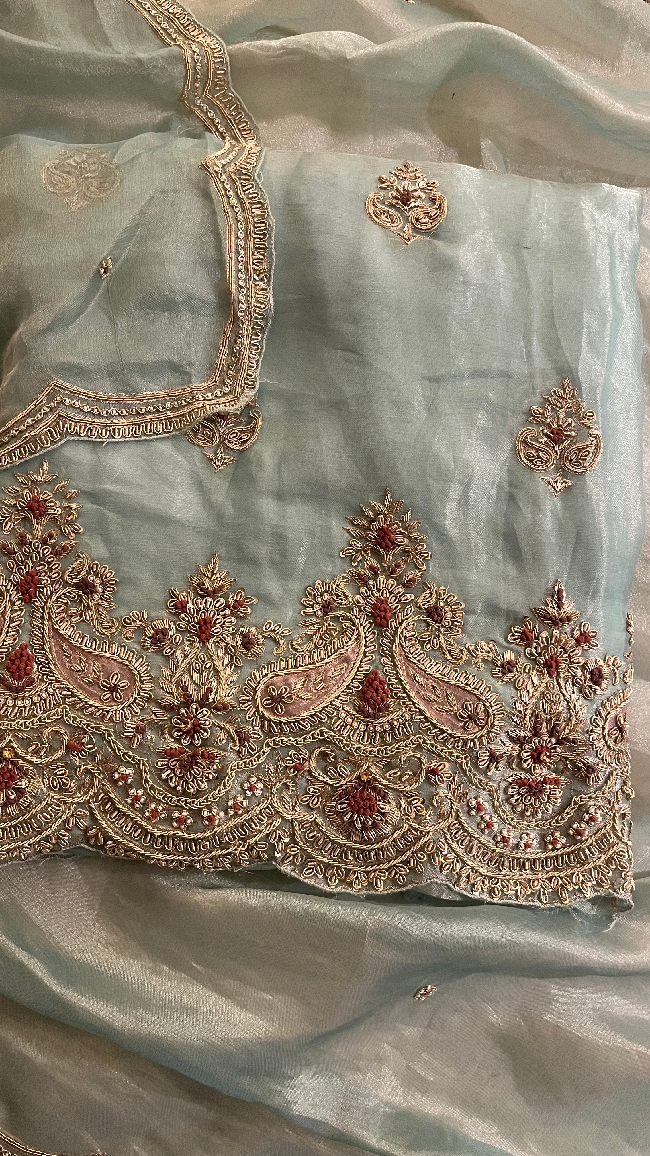 ZARI EMBROIDERED PASTEL BLUE SUIT SET