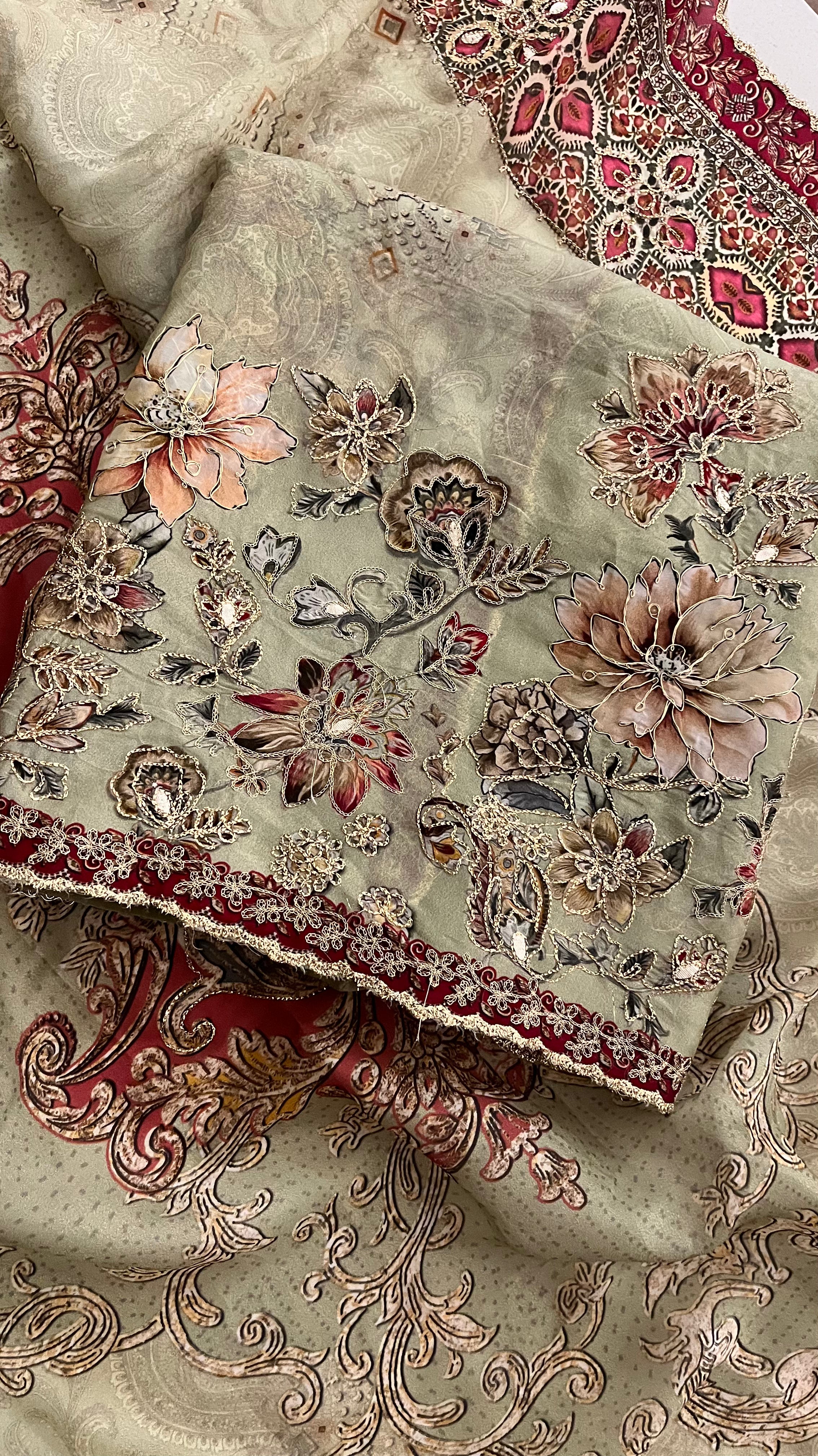 PREMIUM EMBROIDERED UNSTITCHED SUIT SET