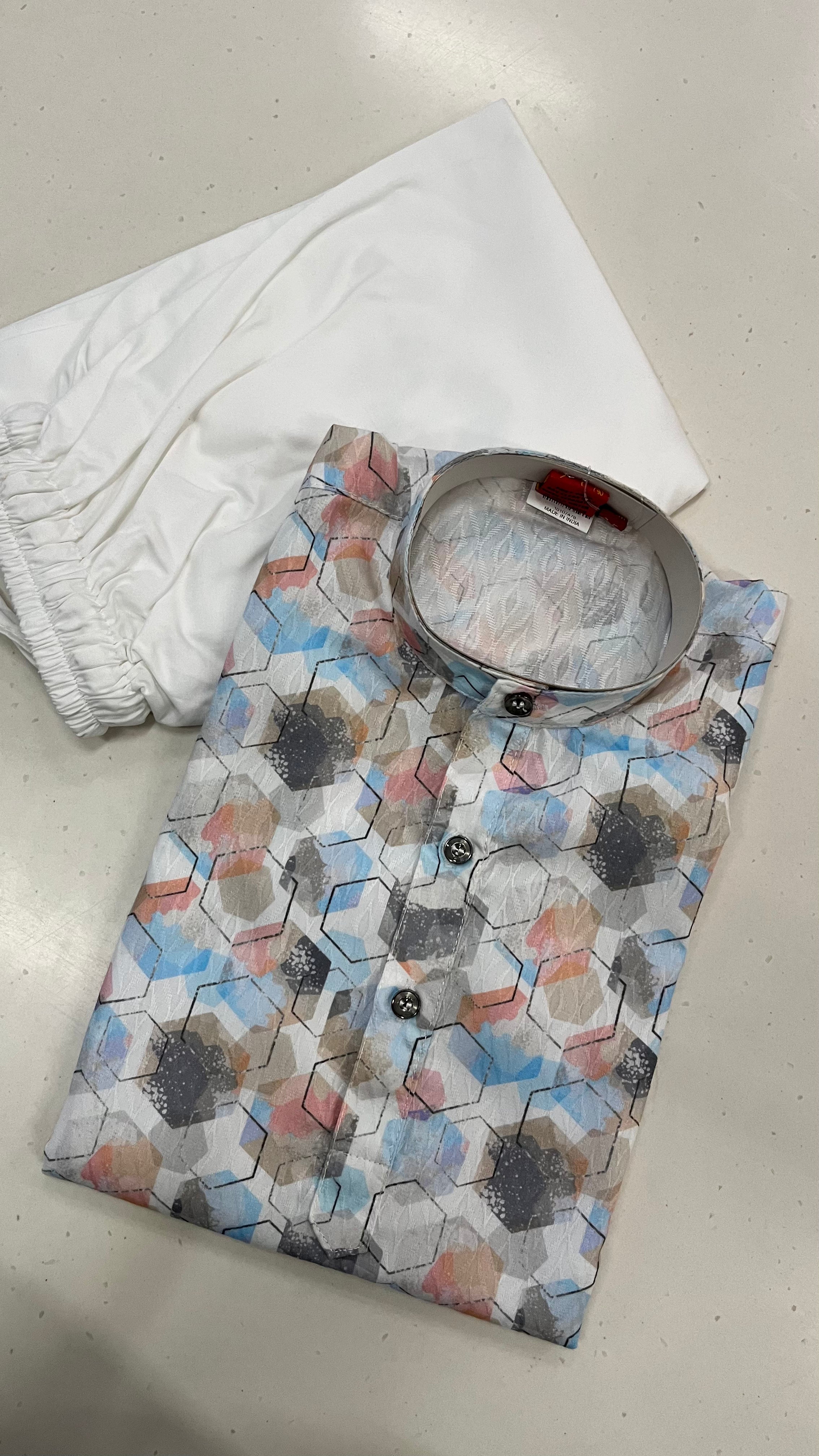 KIDS MULTICOLOR PRINTED COTTON KURTA PAJAMA SET