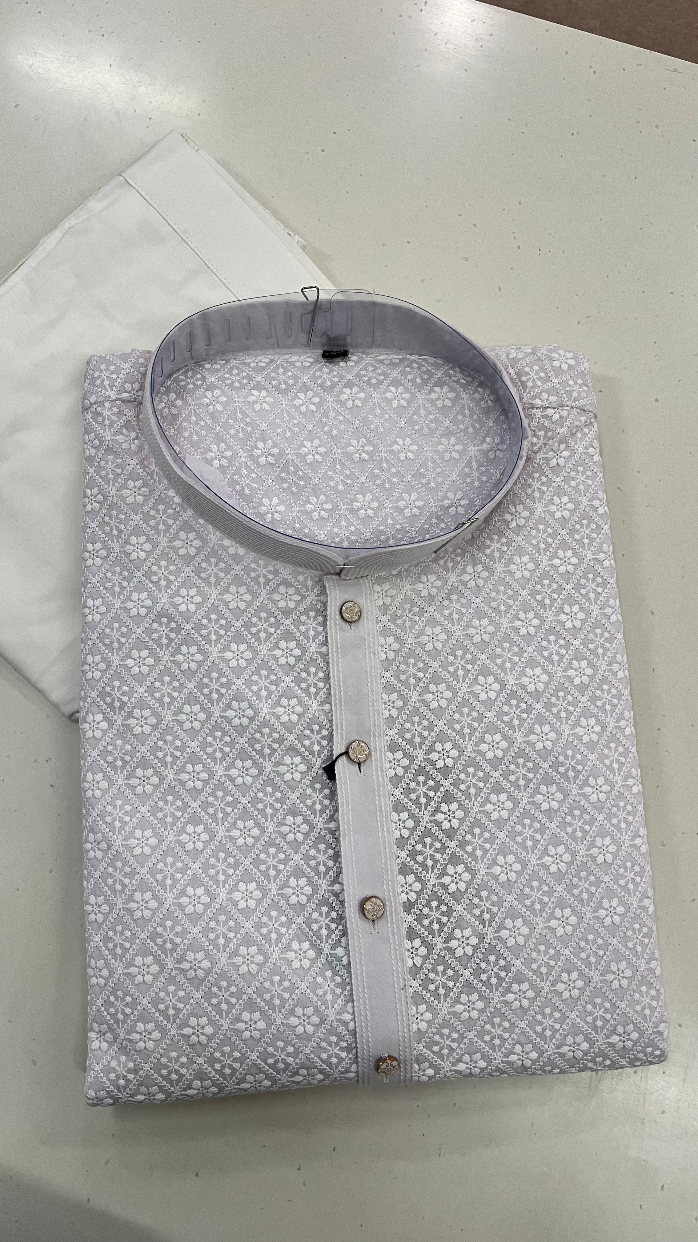 MEN'S COTTON BLEND PINK EMBROIDERED ETHNIC KURTA PAJAMA SET