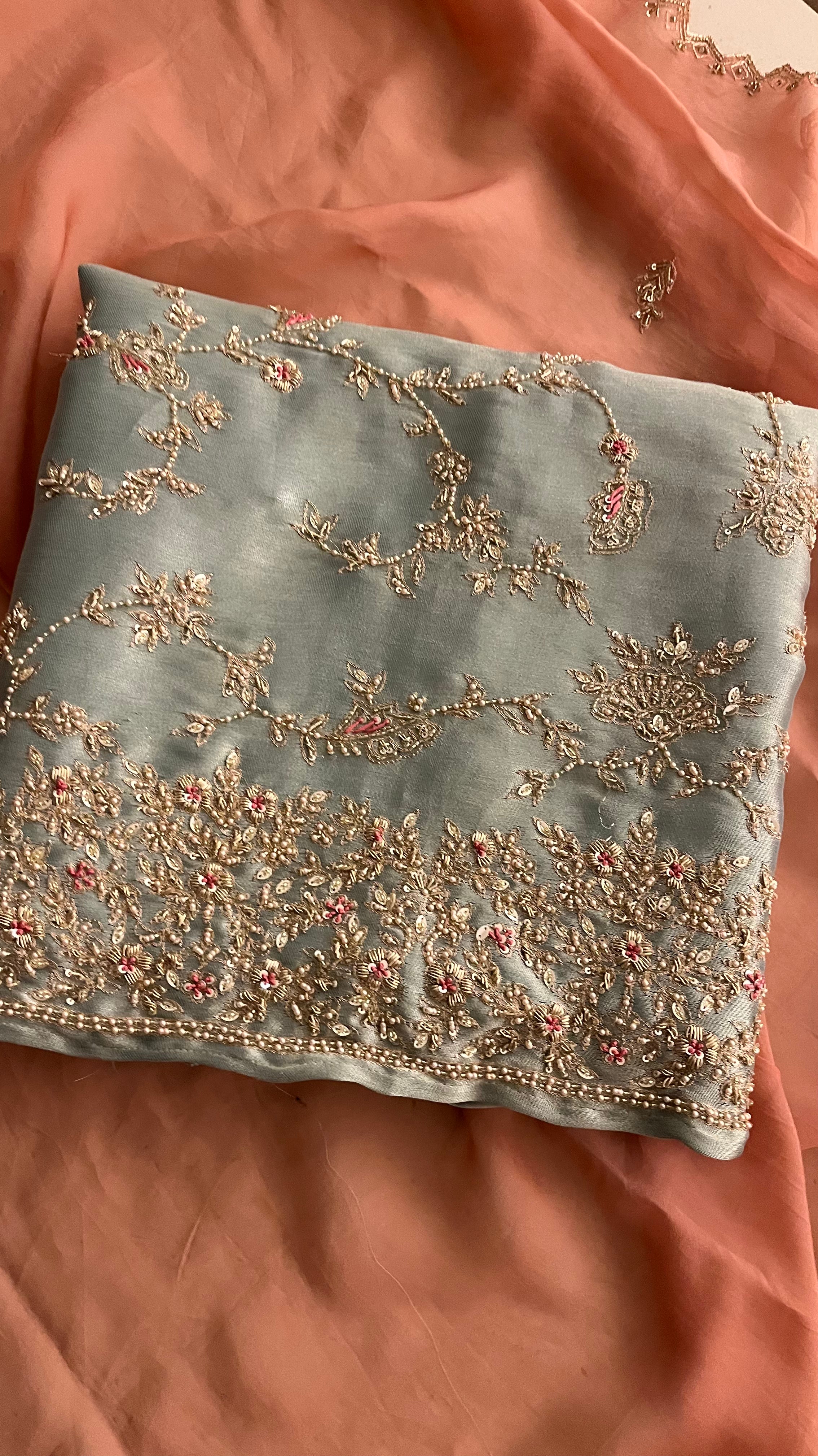 PASTEL BLUE EMBROIDERED UNSTITCHED SUIT SET
