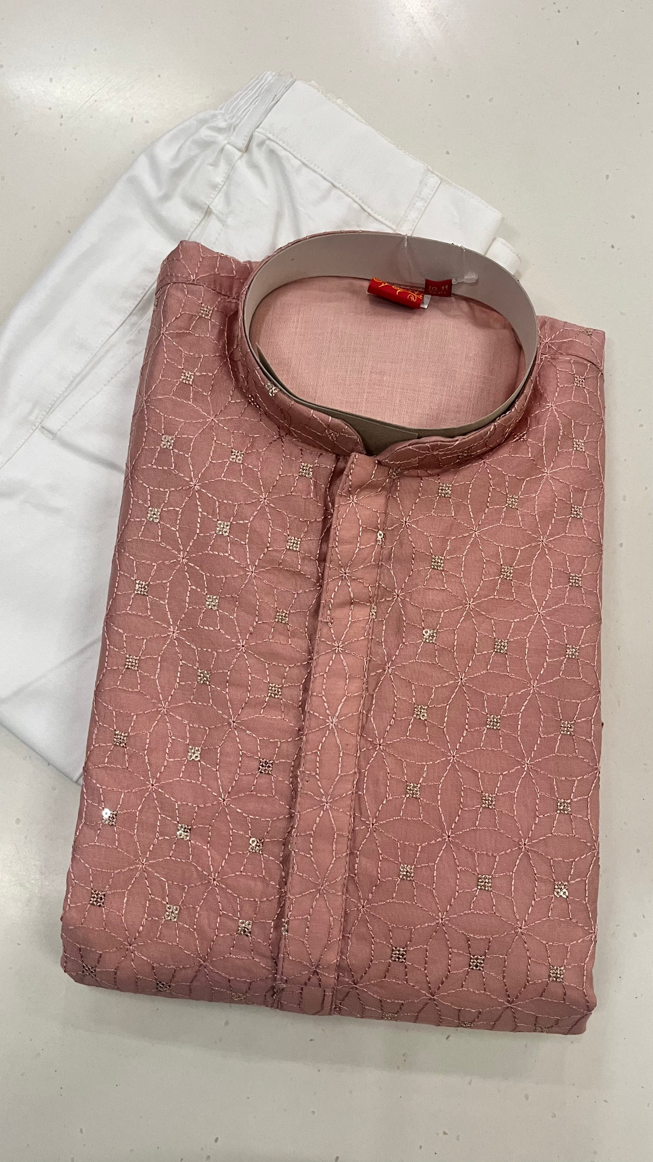 KIDS PINK COTTON KURTA PAJAMA SET