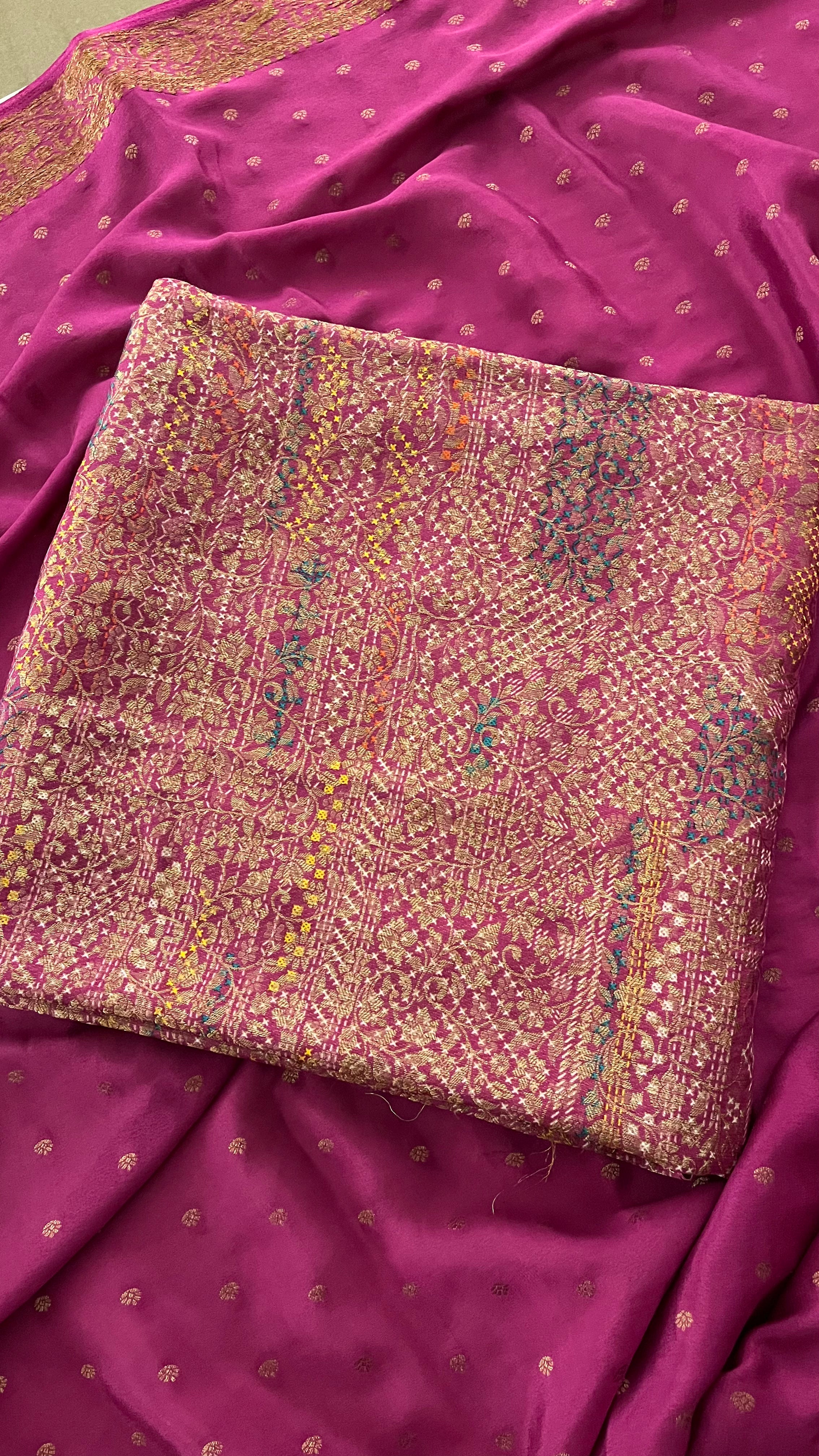 RANI PINK BANARASI UNSTITCHED SUIT SET