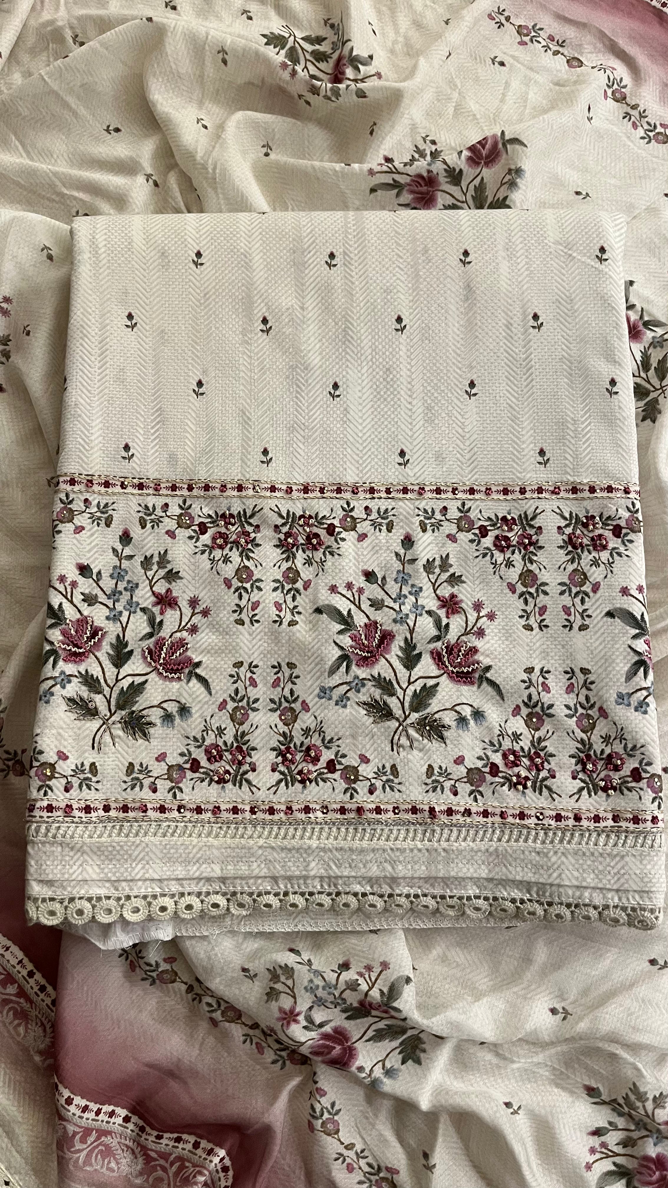 FLORAL PRINT UNSTITCHED SUIT SET