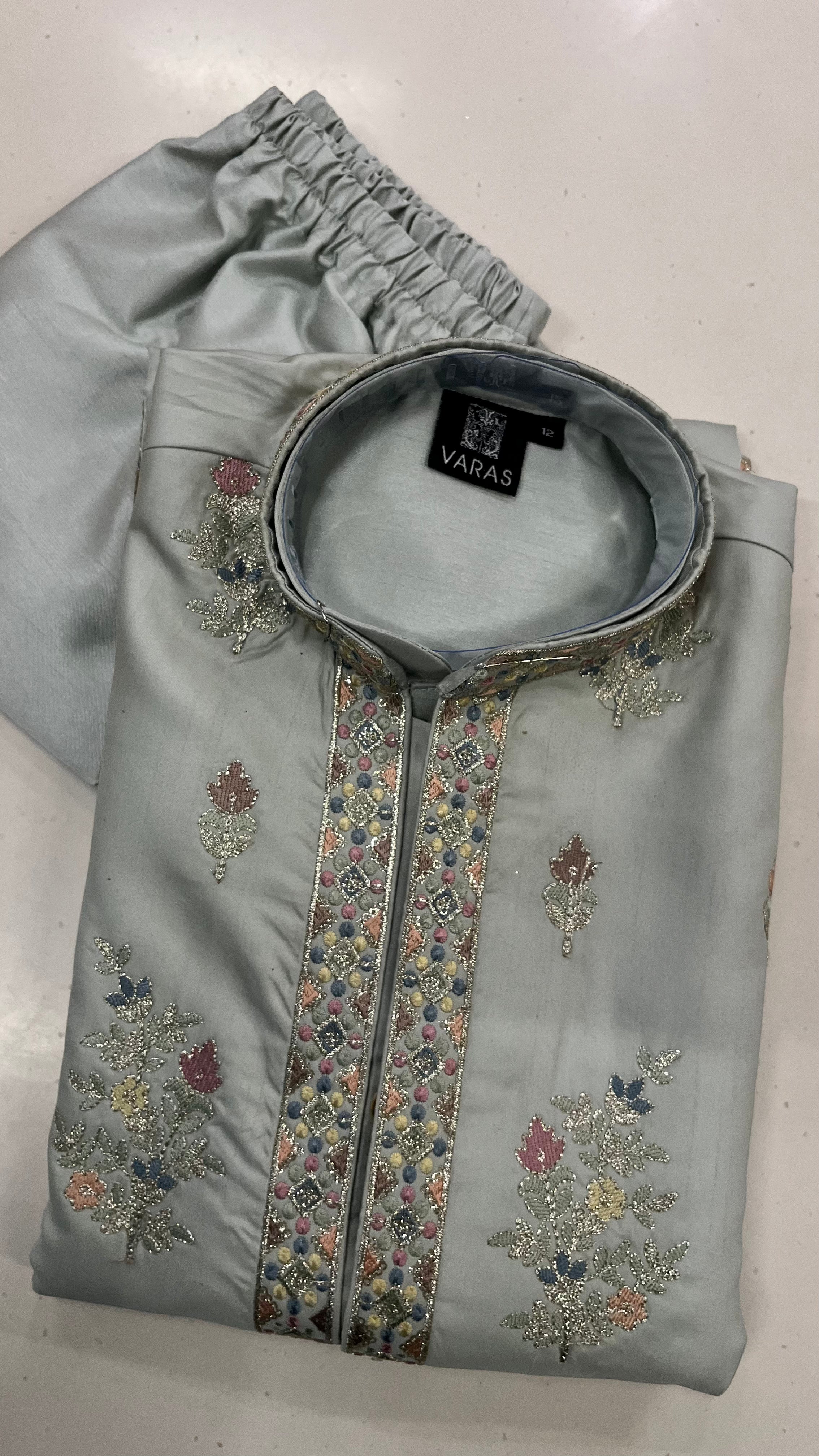 KIDS JACKET KURTA PAJAMA SET – MINT GREEN