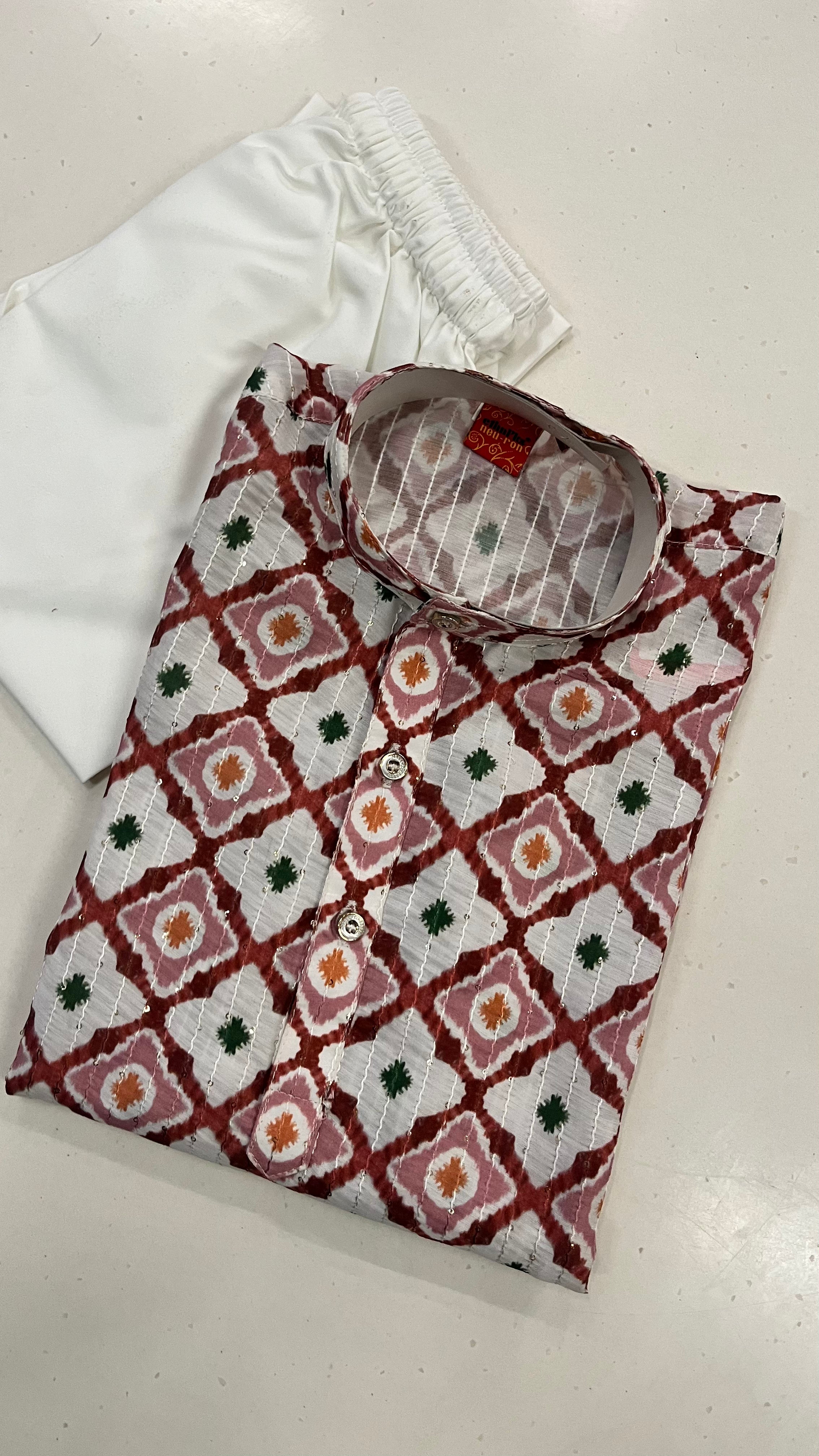 ETHNIC PRINT KIDS KURTA PAJAMA SET