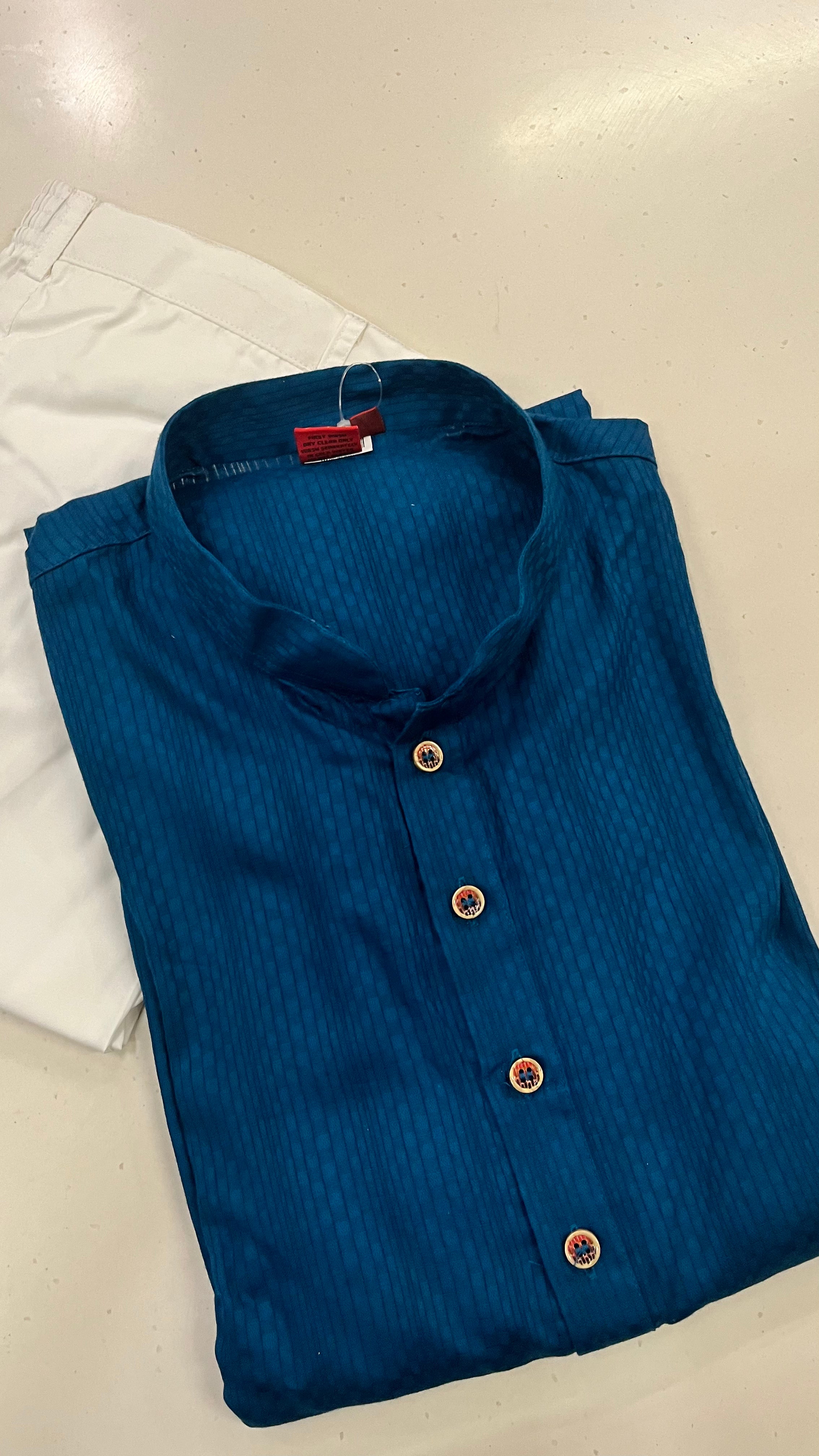 TEAL BLUE MEN'S KURTA PAJAMA SET