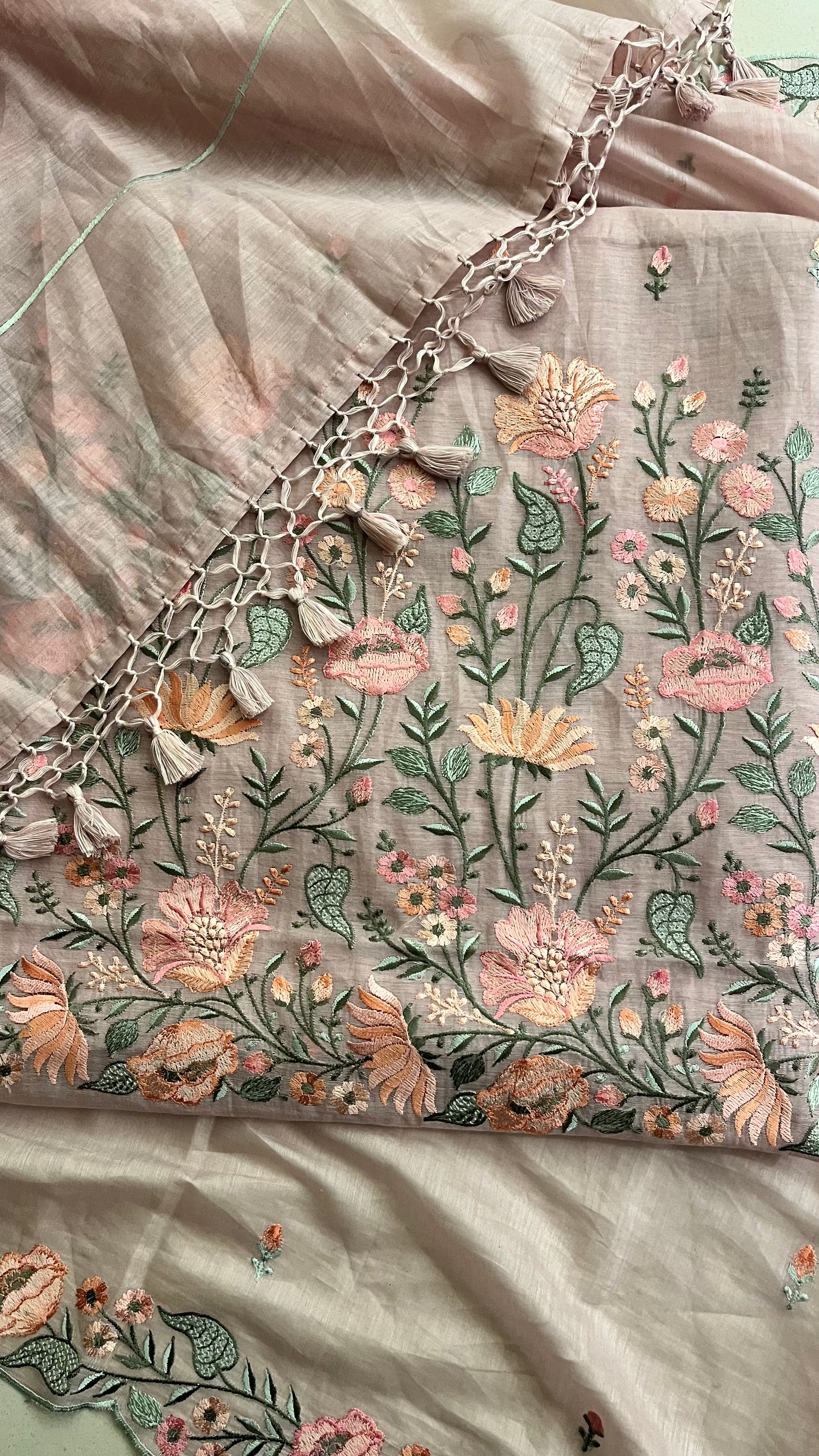 DUSTY PINK FLORAL EMBROIDERED UNSTITCHED SUIT