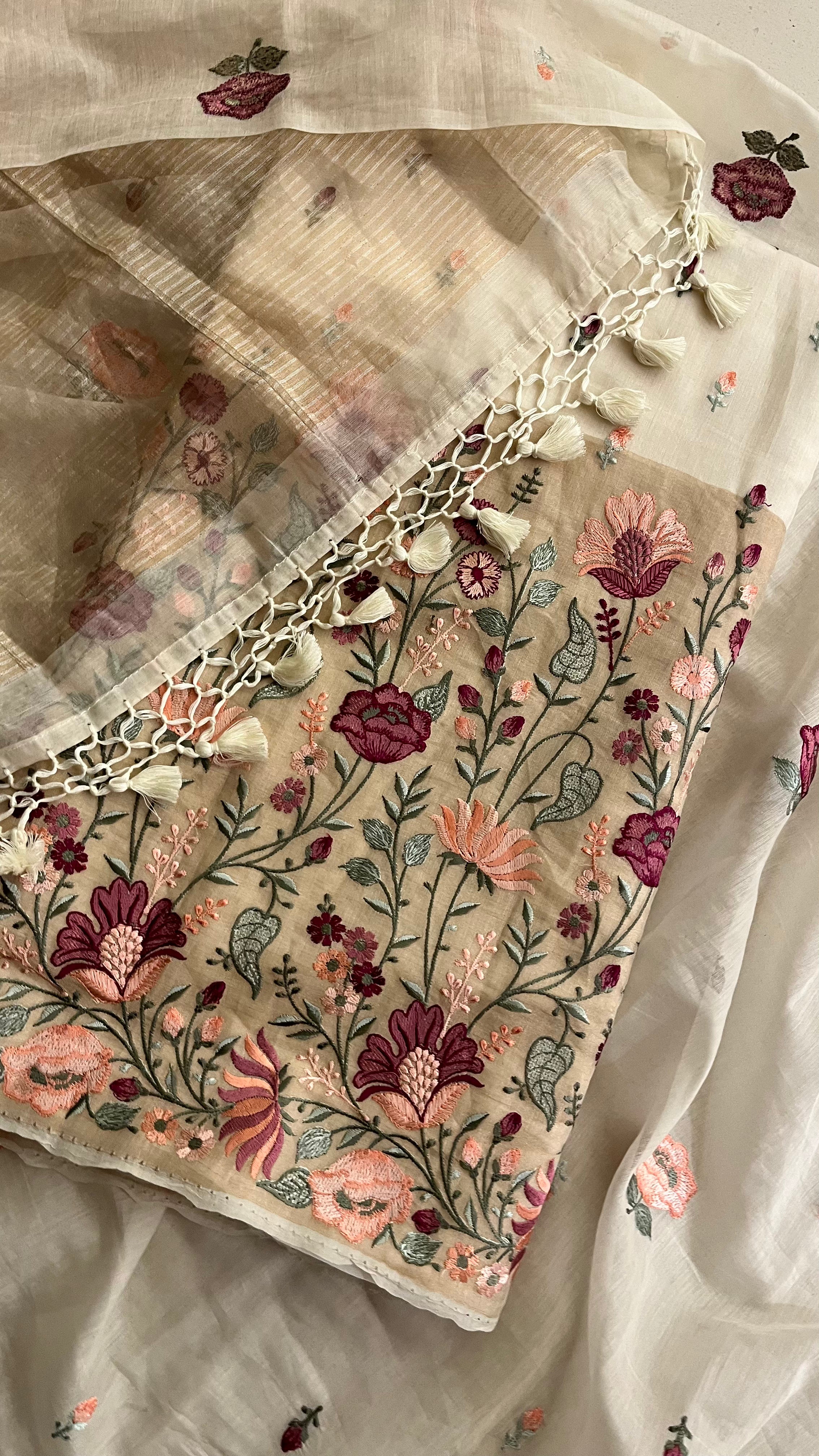 IVORY FLORAL EMBROIDERED UNSTITCHED SUIT