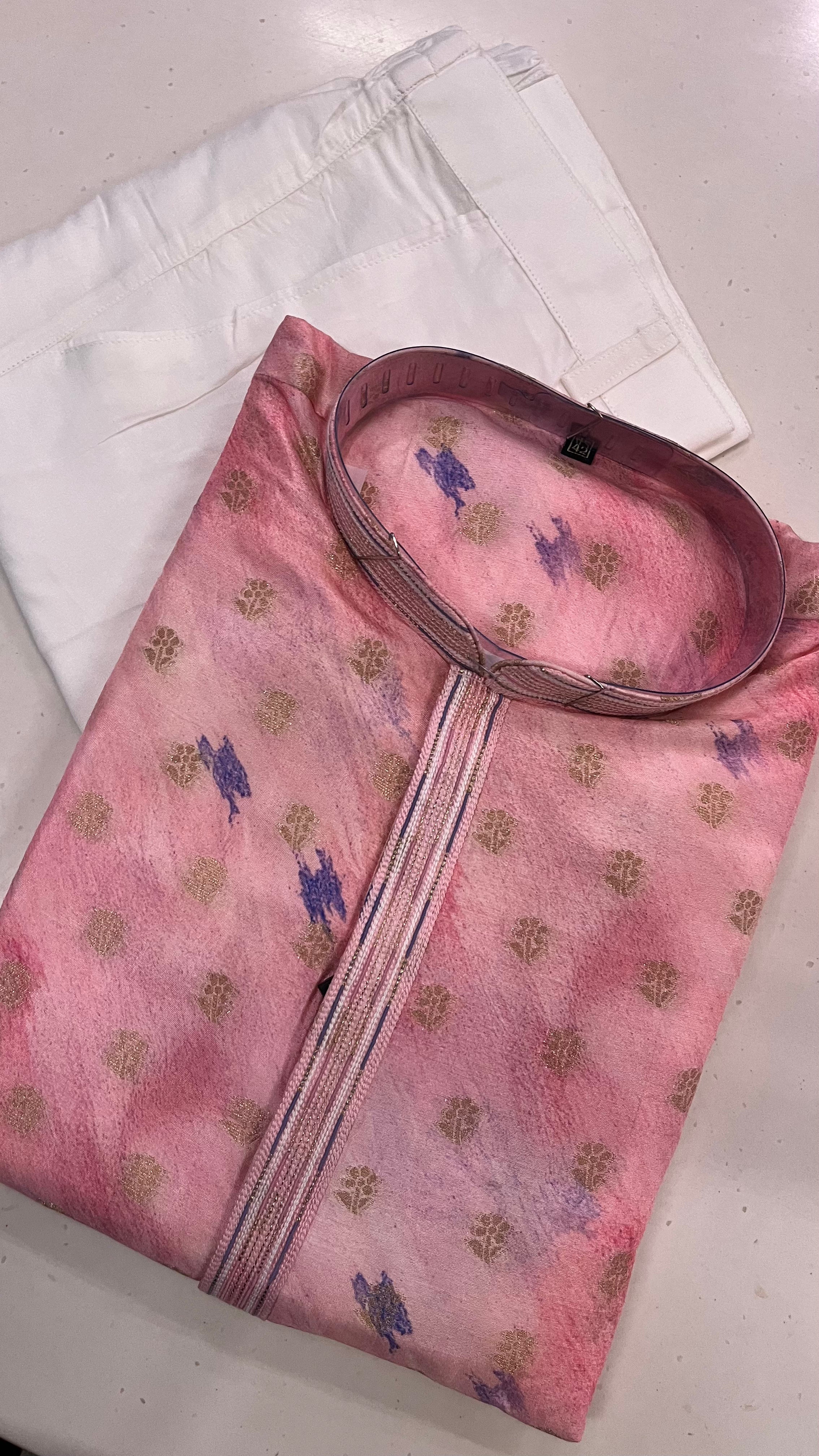 PINK PRINTED MEN'S KURTA PAJAMA SET