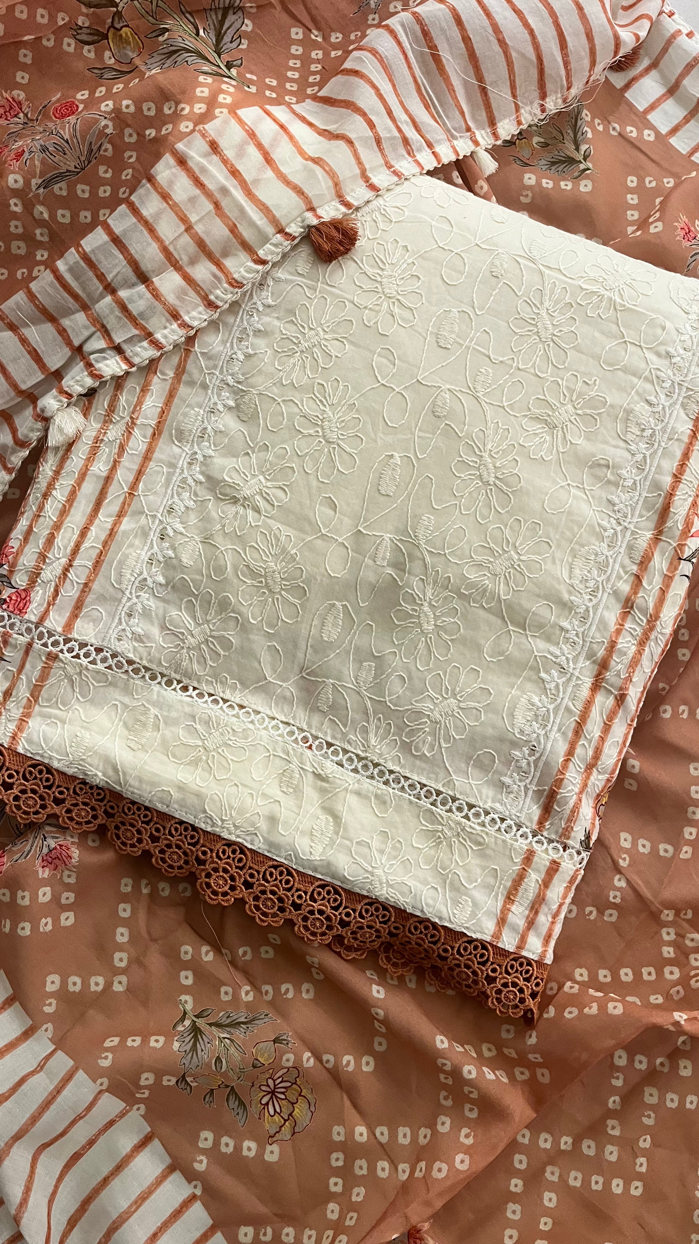 OFF WHITE EMBROIDERED UNSTITCHED SUIT SET