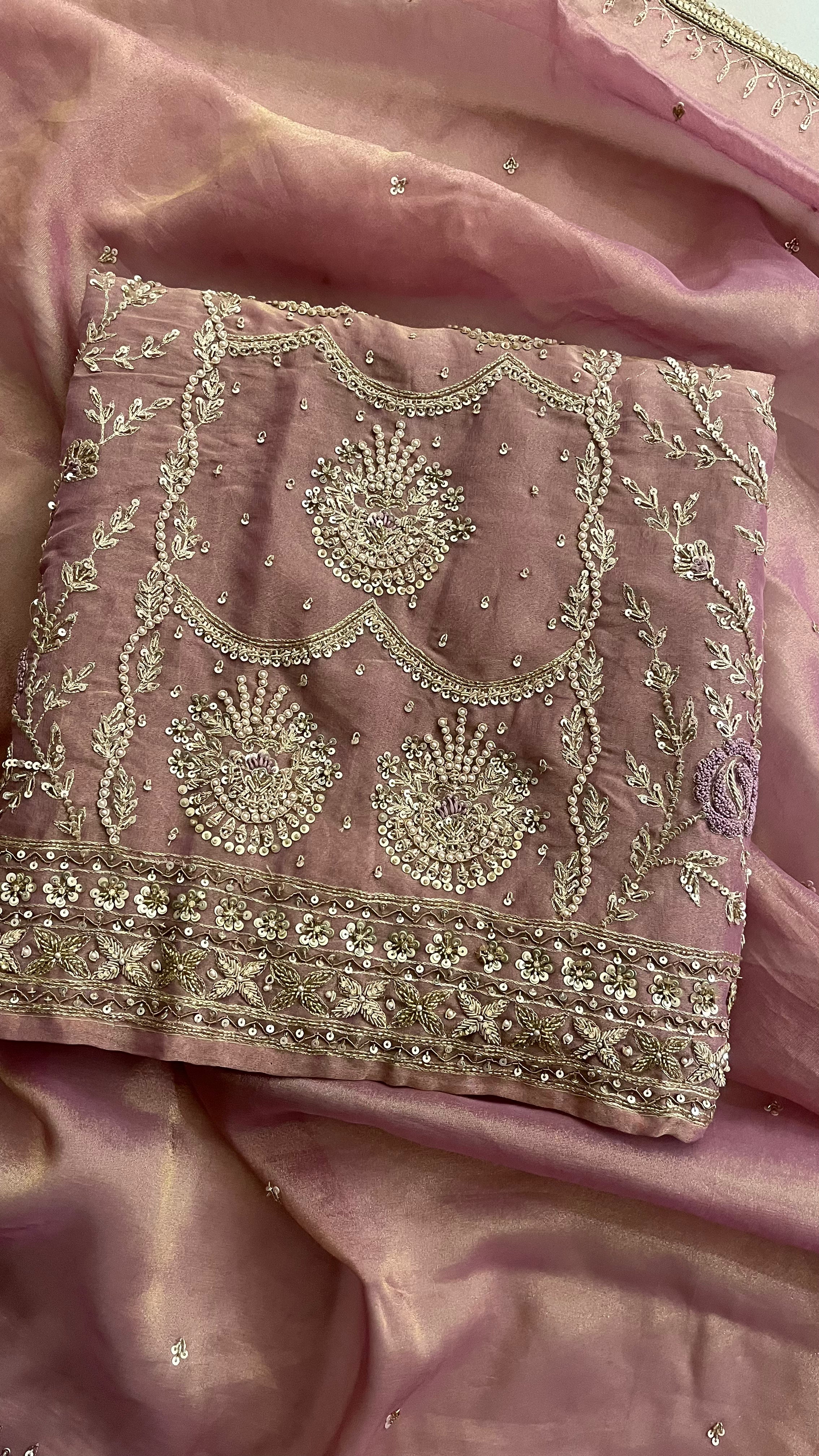 PINK EMBROIDERED UNSTITCHED SUIT SET