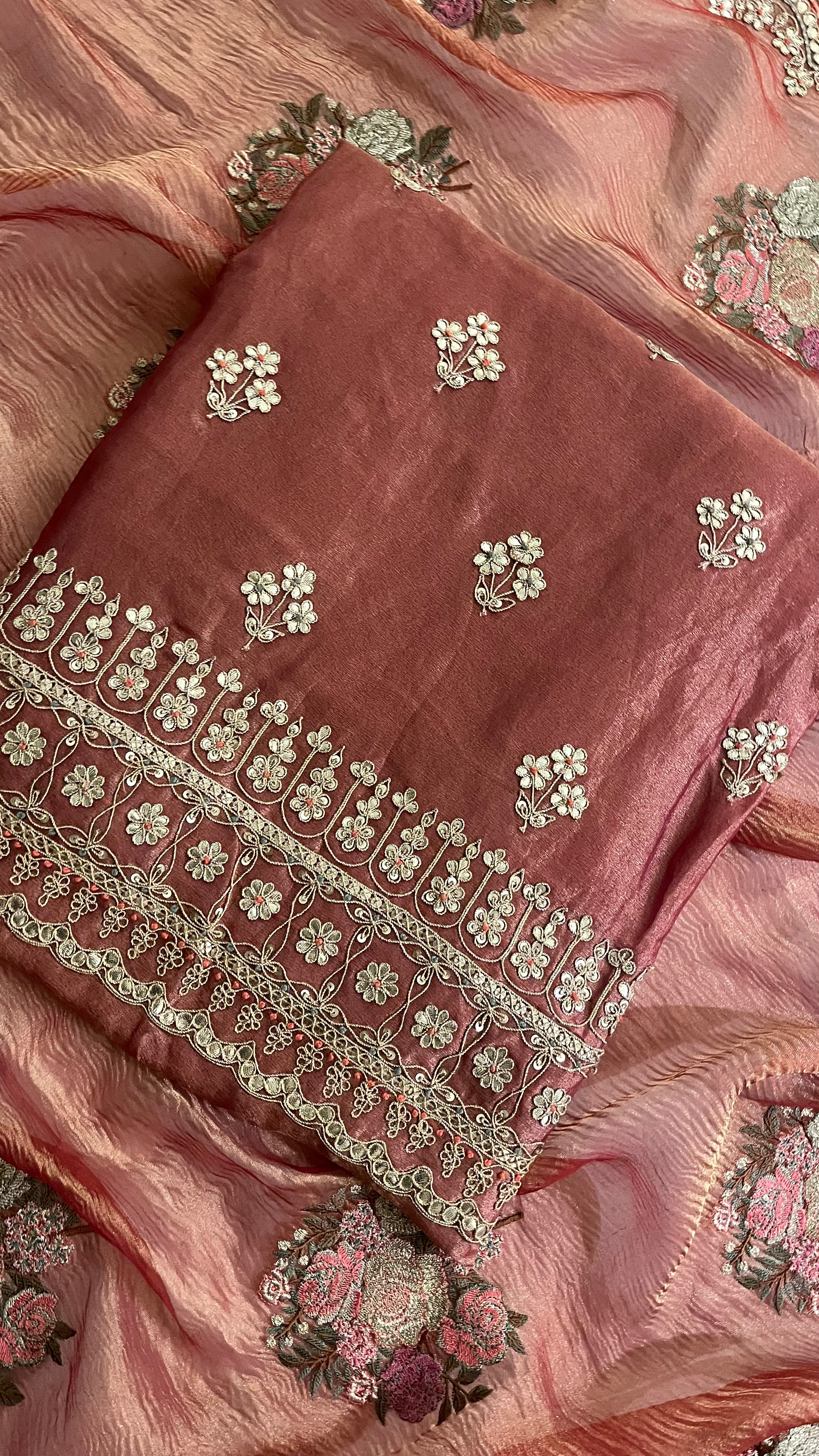 DUSTY ROSE EMBROIDERED UNSTITCHED SUIT