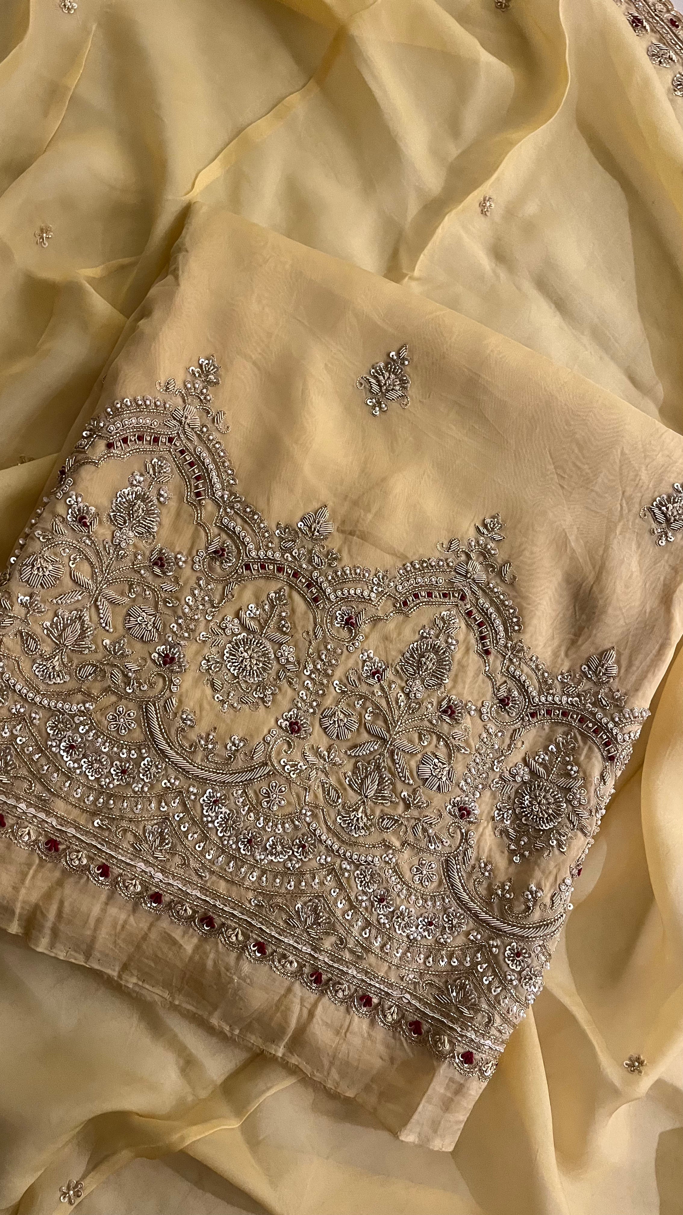 BEIGE EMBROIDERED UNSTITCHED SUIT