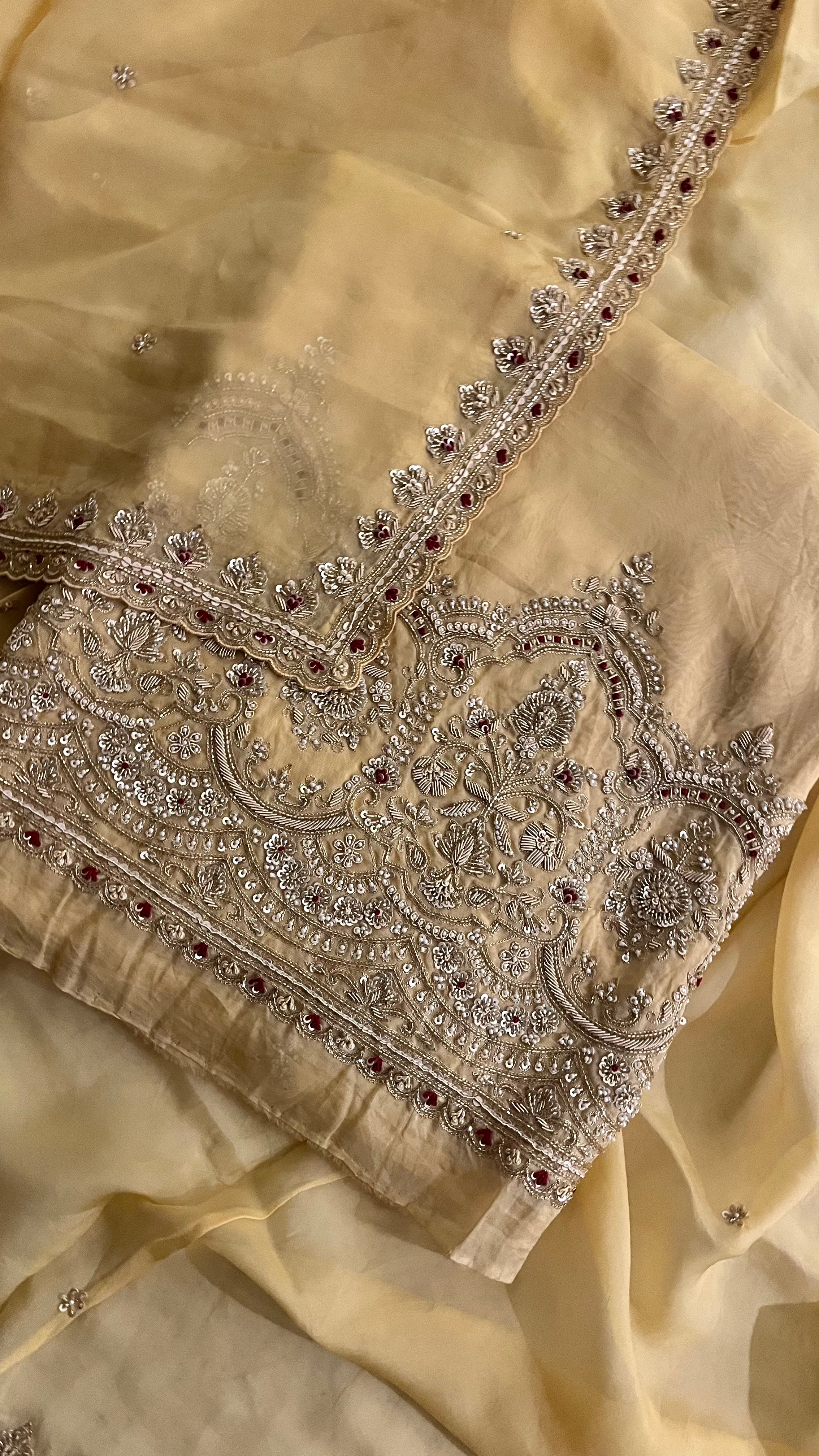 BEIGE EMBROIDERED UNSTITCHED SUIT
