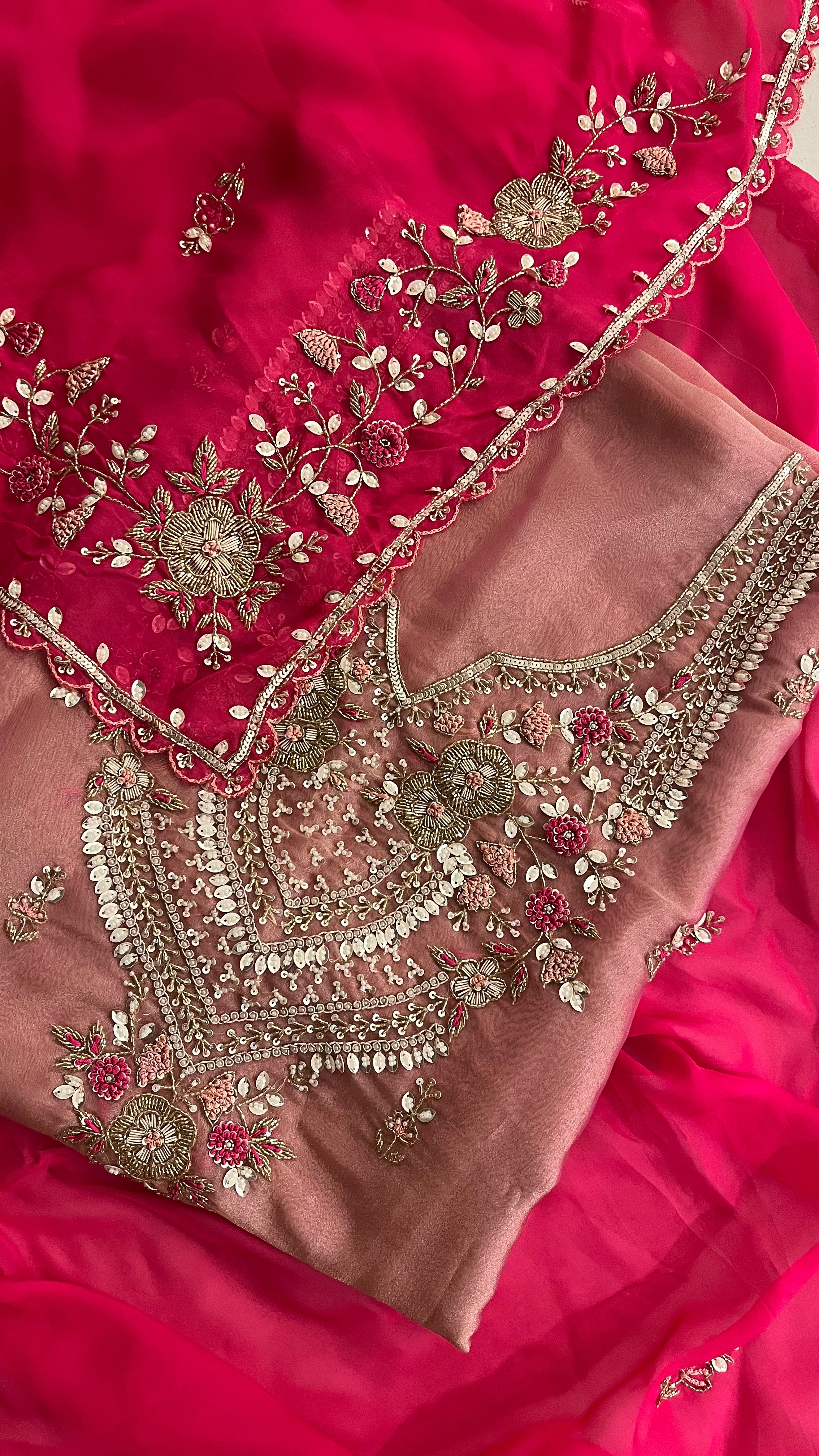 DUSTY ROSE HEAVY EMBROIDERED UNSTITCHED SUIT