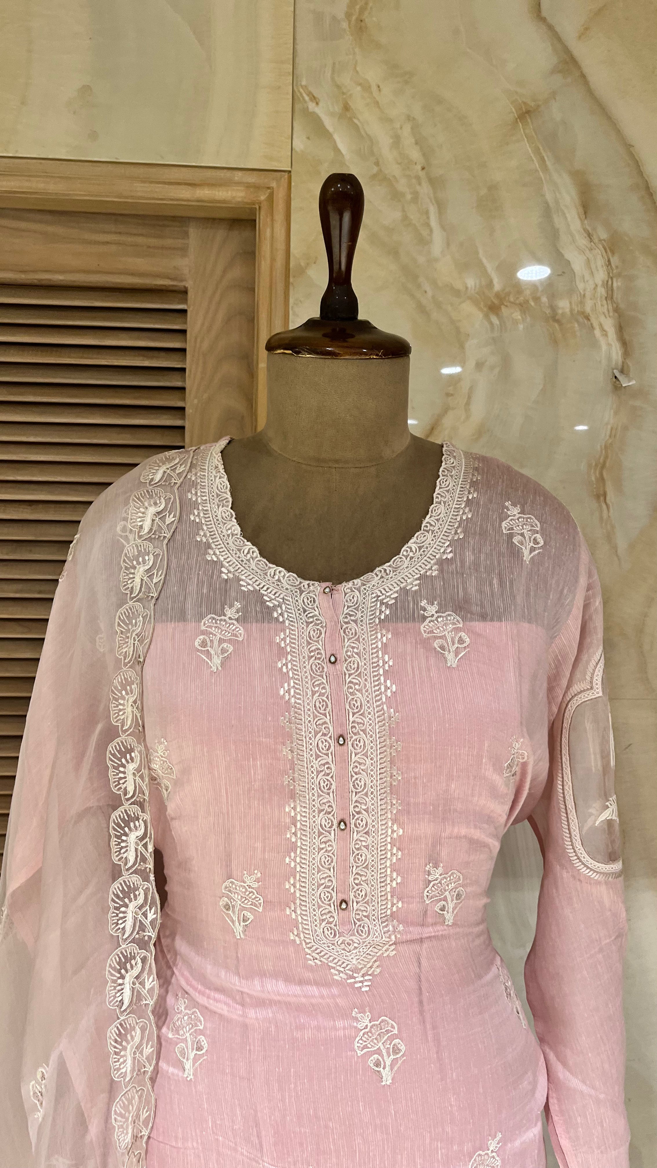 BABY PINK EMBROIDERED UNSTITCHED SUIT
