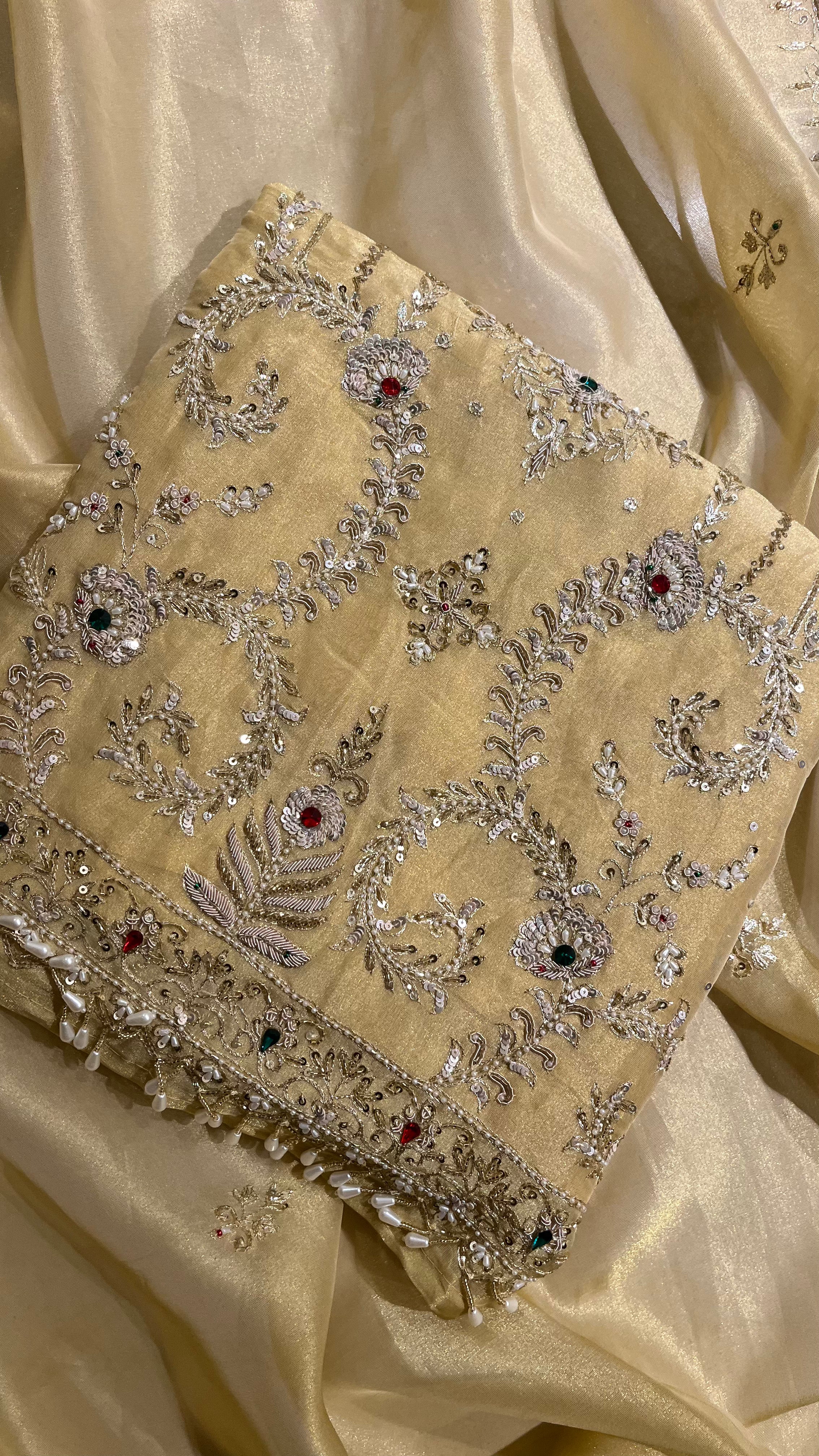 BEIGE EMBROIDERED UNSTITCHED SUIT