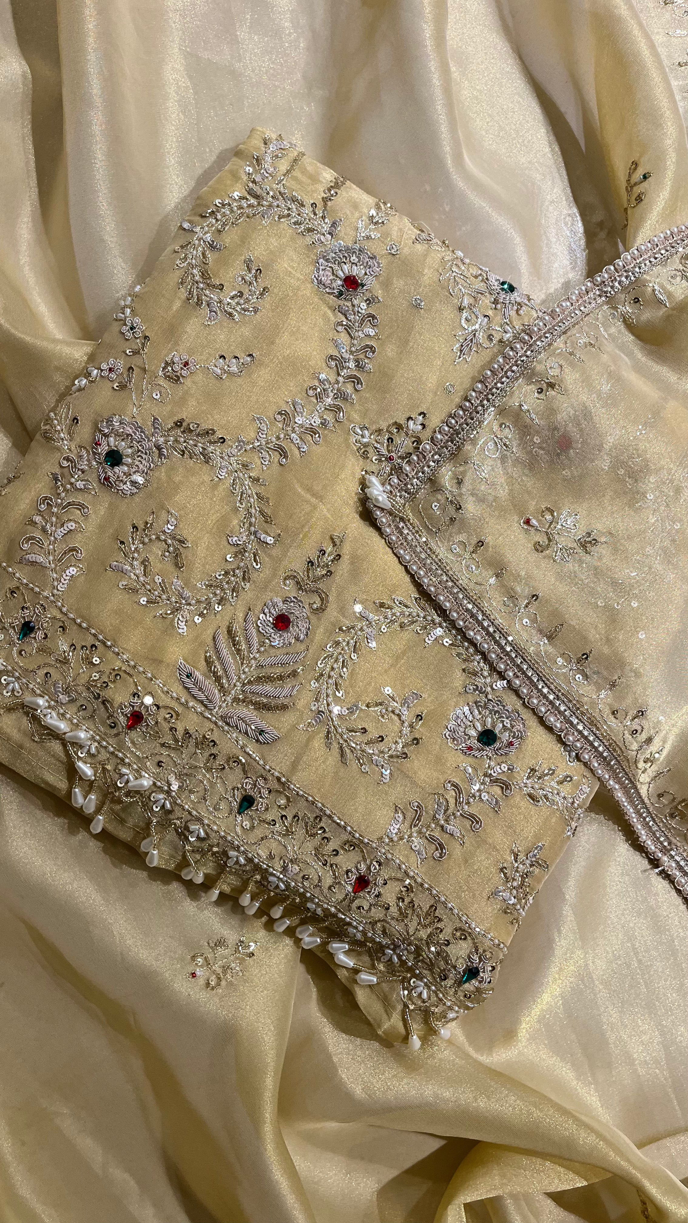 BEIGE EMBROIDERED UNSTITCHED SUIT