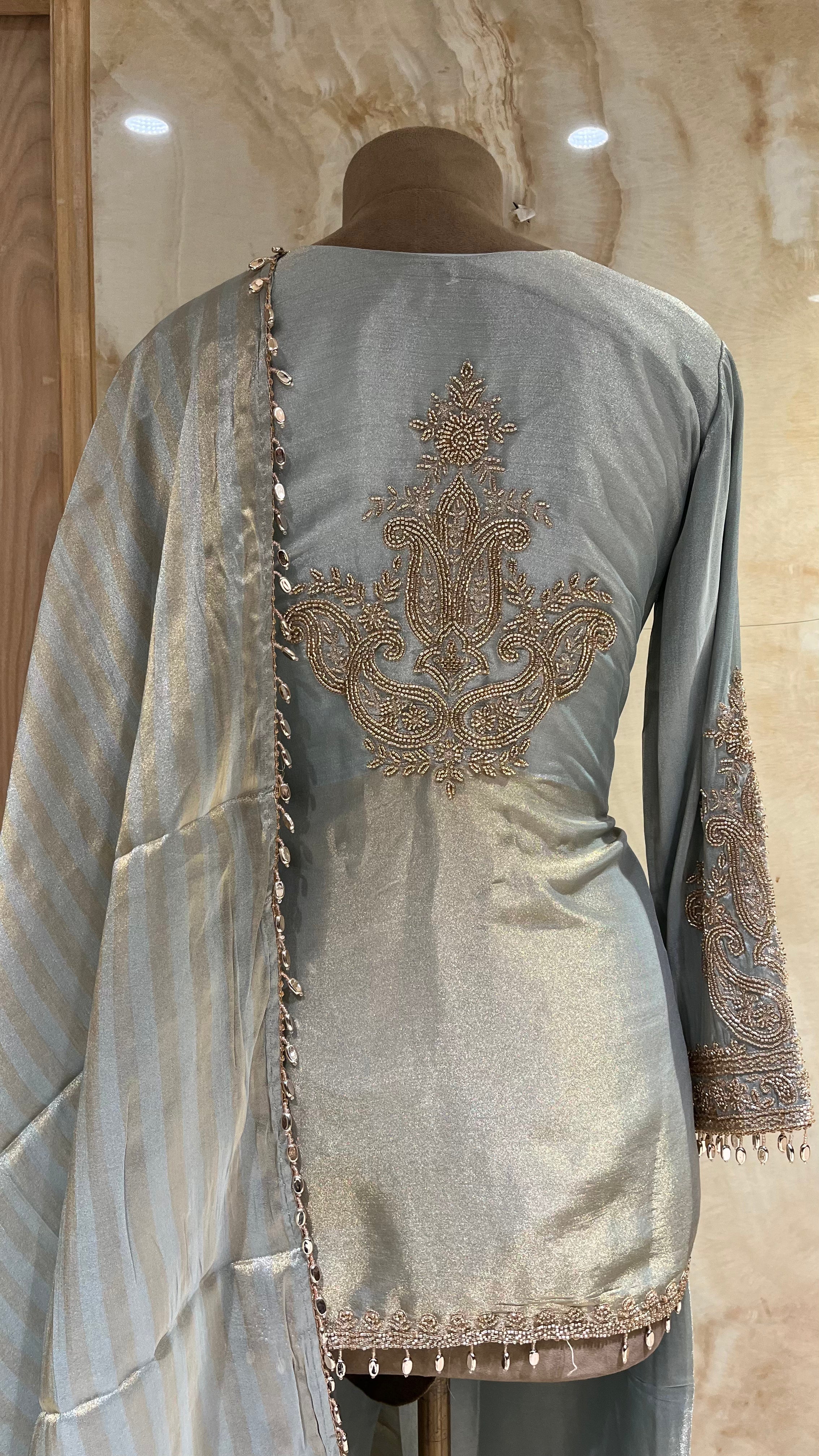 ICE BLUE EMBROIDERED PANT SUIT