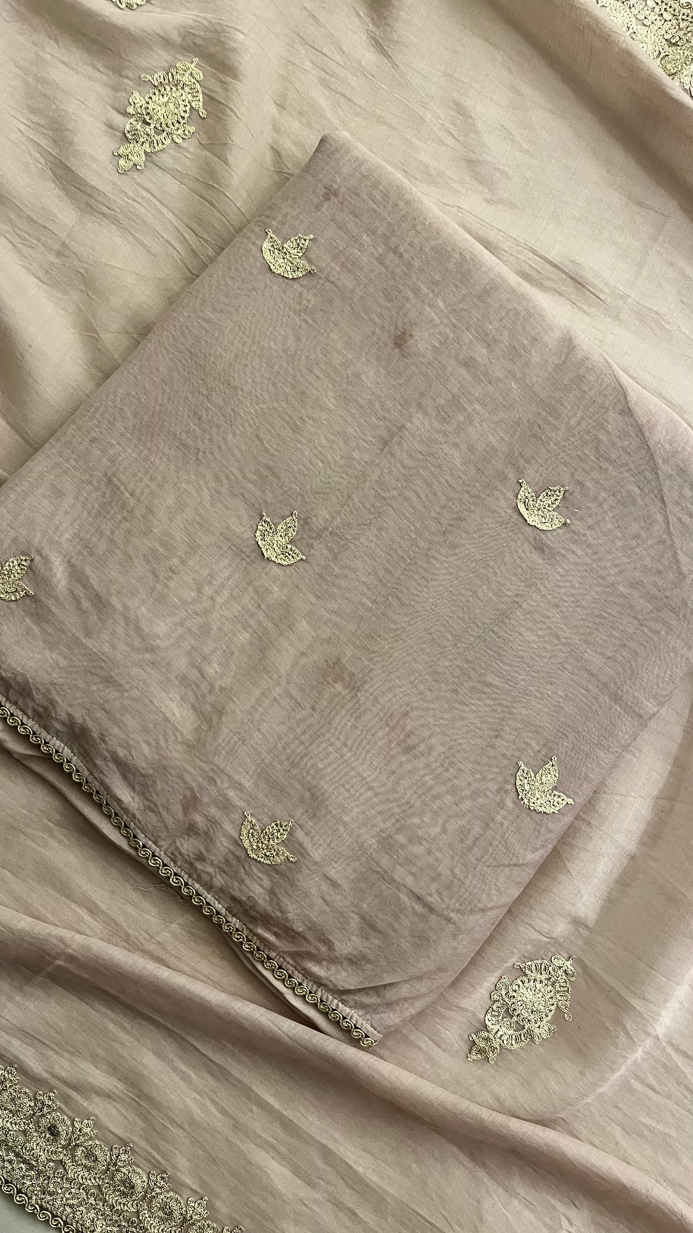 TAUPE EMBROIDERED UNSTITCHED SUIT