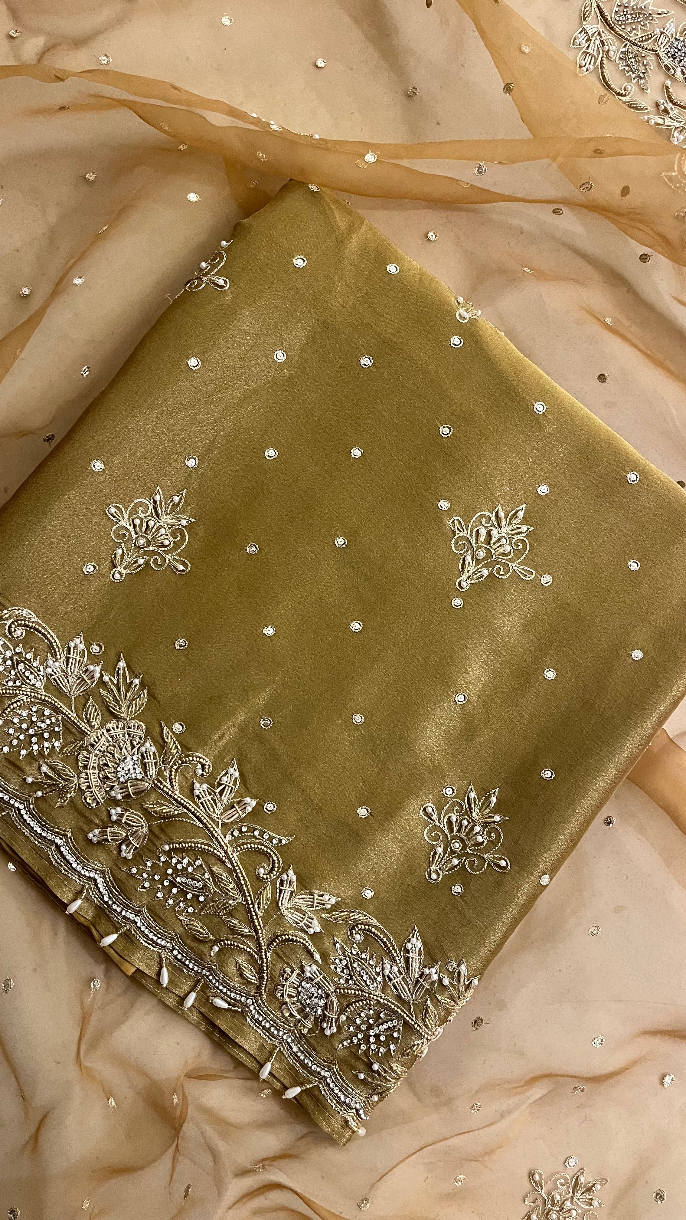 MUSTARD GOLD EMBROIDERED UNSTITCHED SUIT