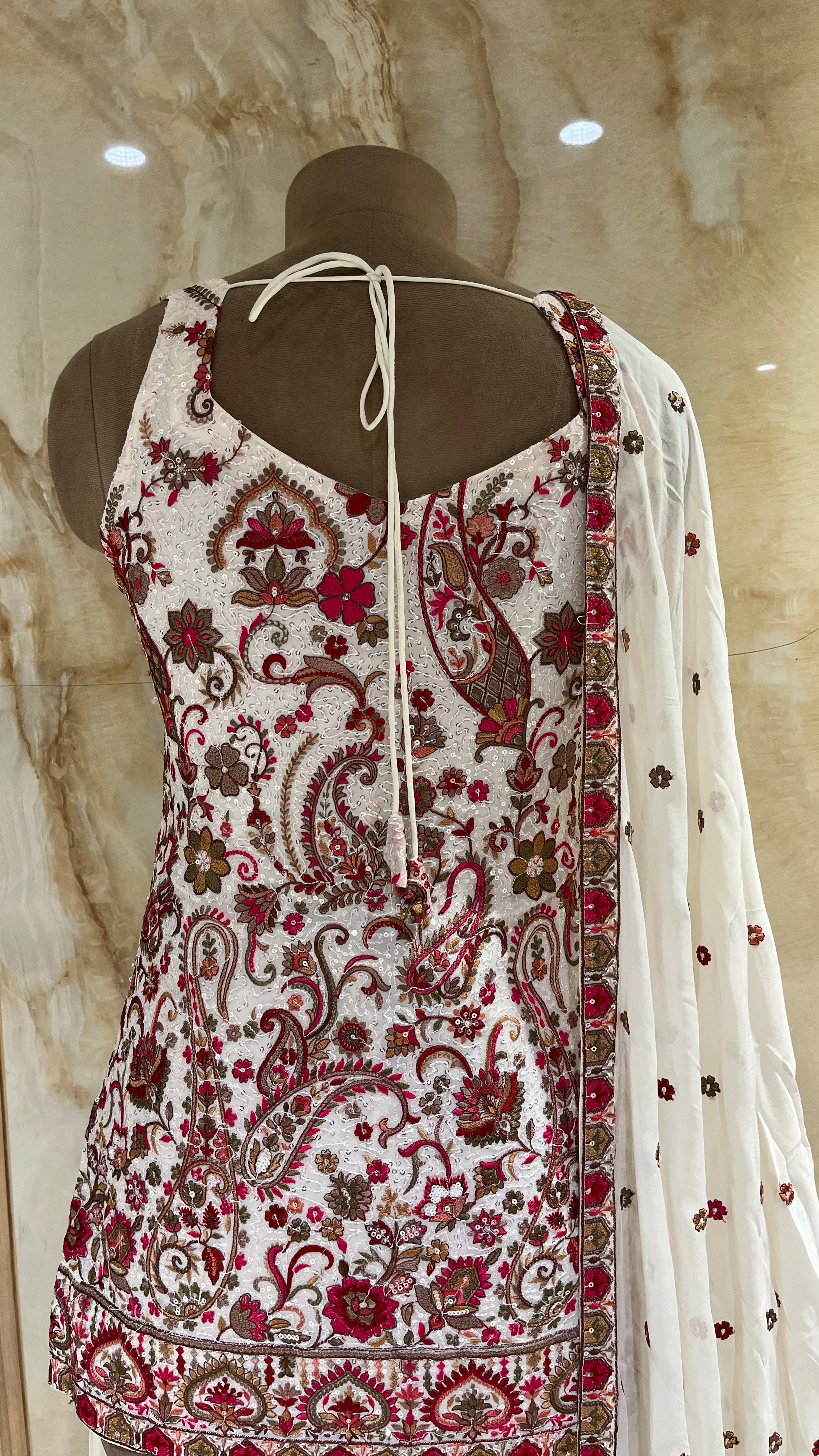 IVORY EMBROIDERED SHARARA SUIT