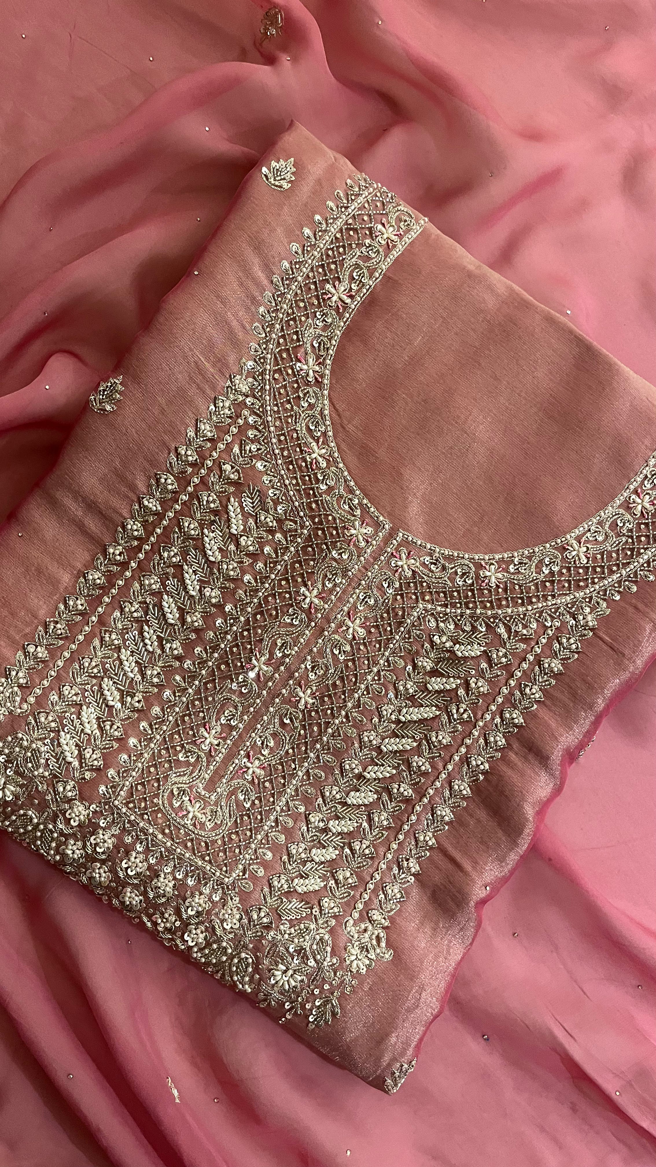 PINK EMBROIDERED UNSTITCHED SUIT