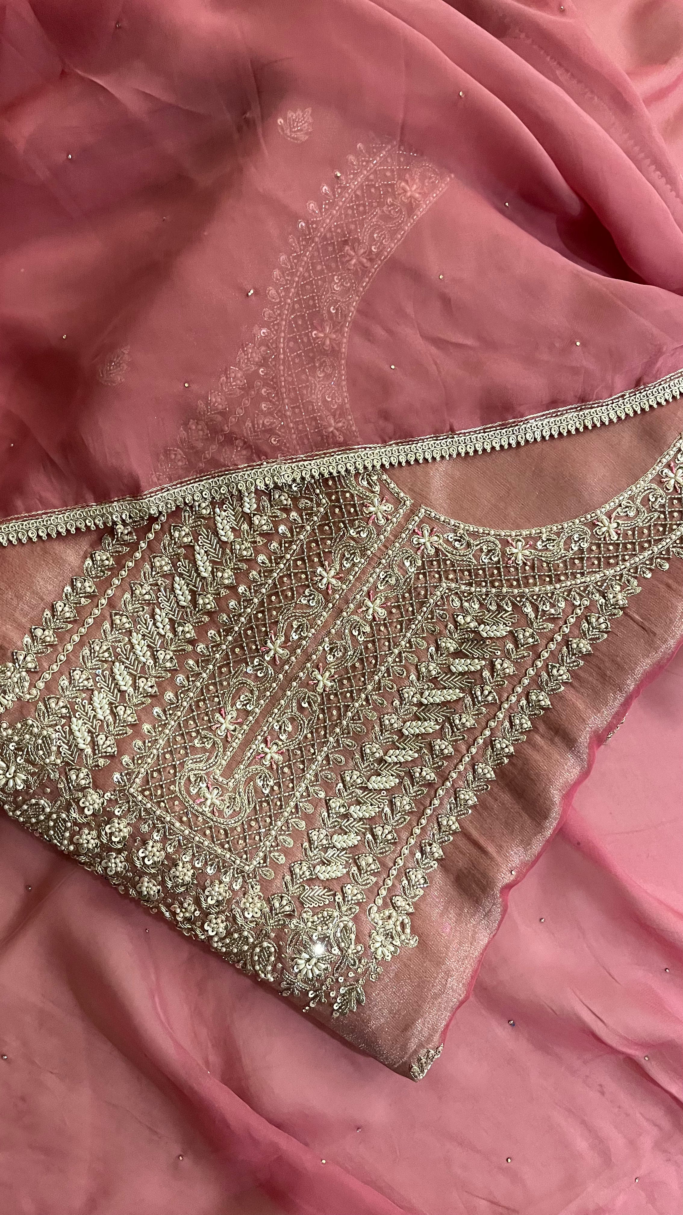 PINK EMBROIDERED UNSTITCHED SUIT