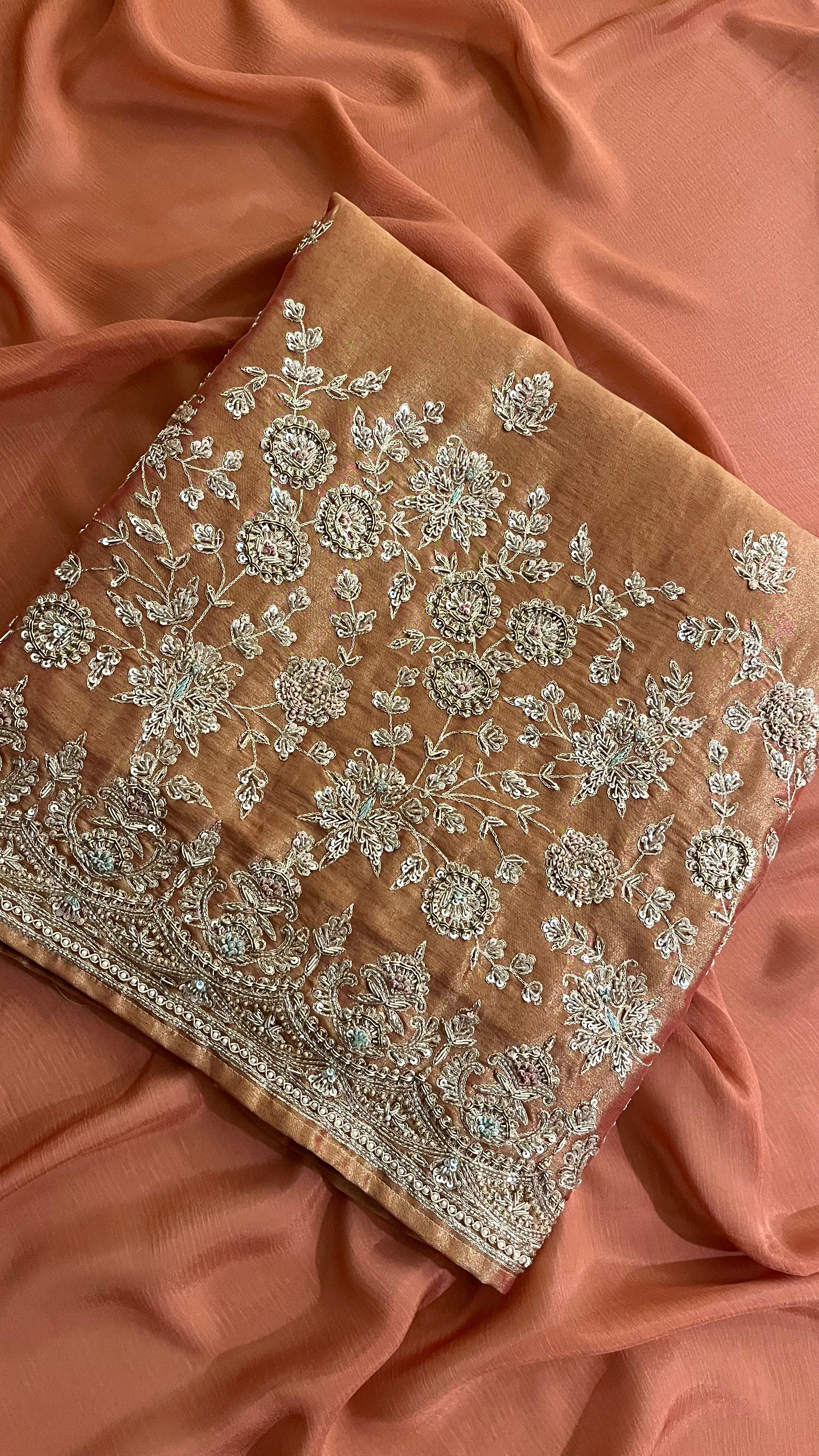 ROSE GOLD EMBROIDERED UNSTITCHED SUIT
